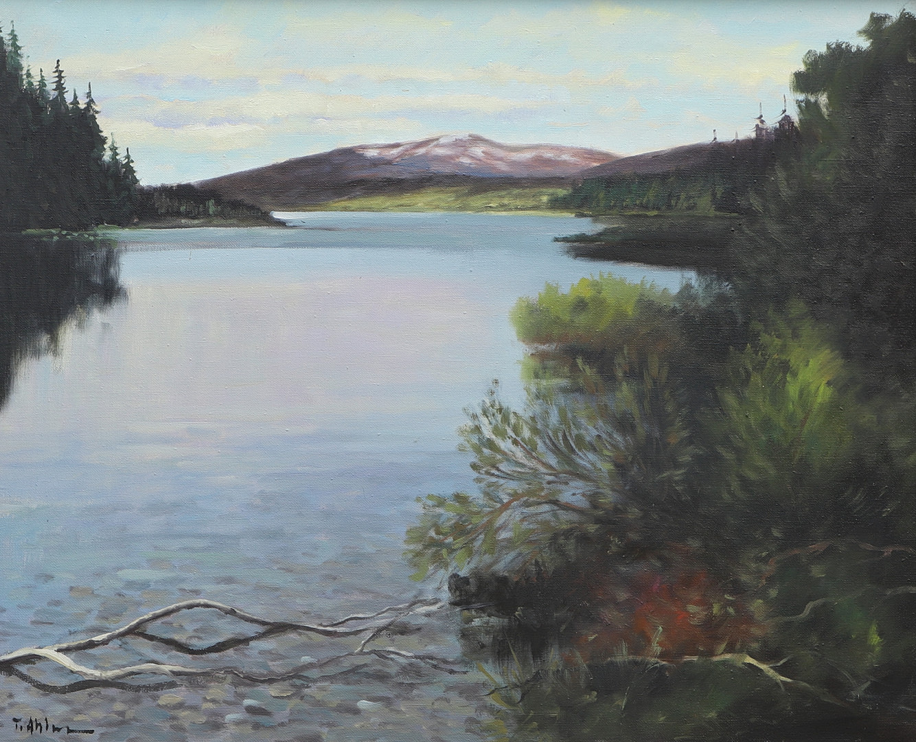 Olja på duk, "Norrland - Indalsälven och Åreskutan", signerad.