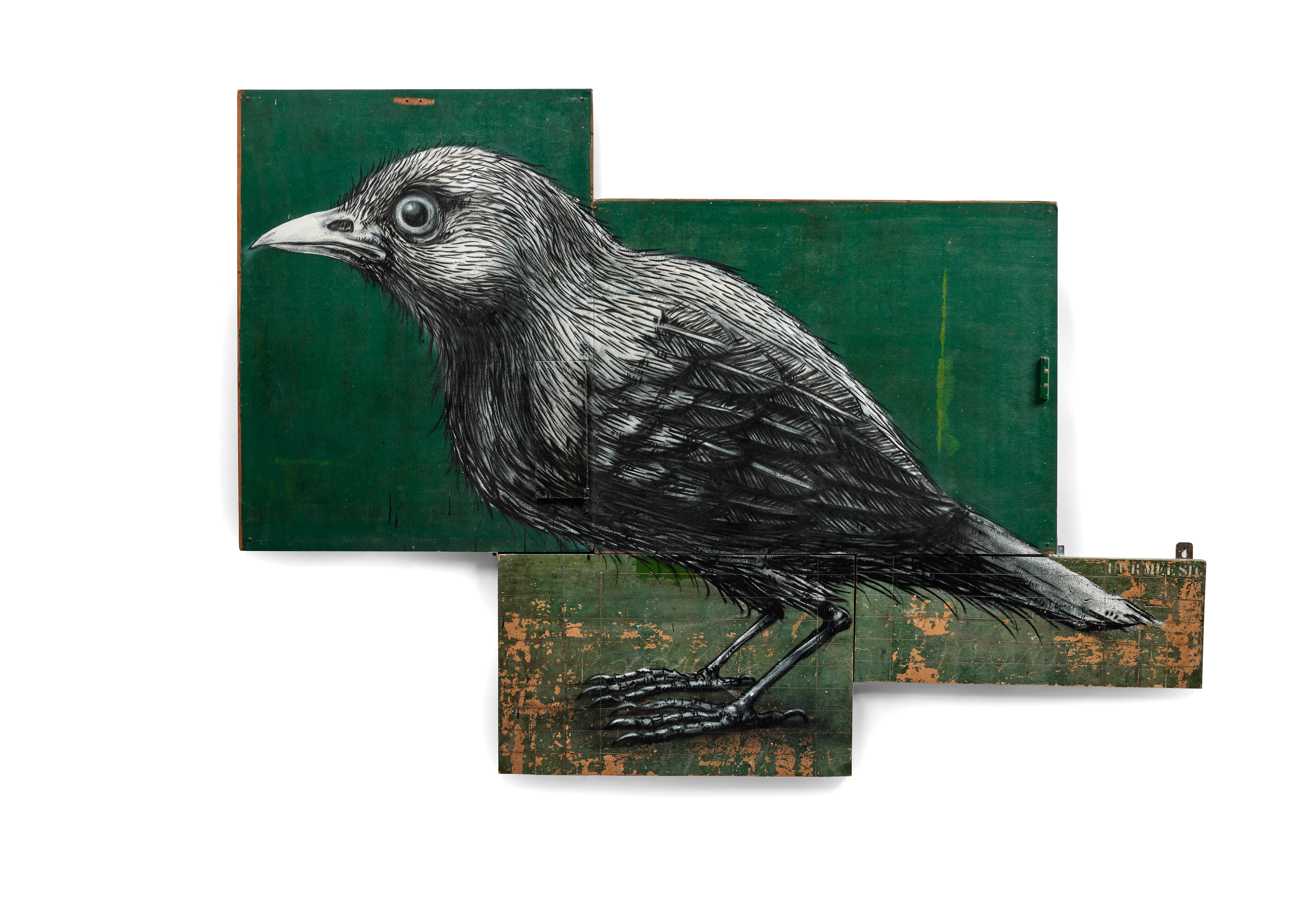 Crow with Heart on Fence - 2010