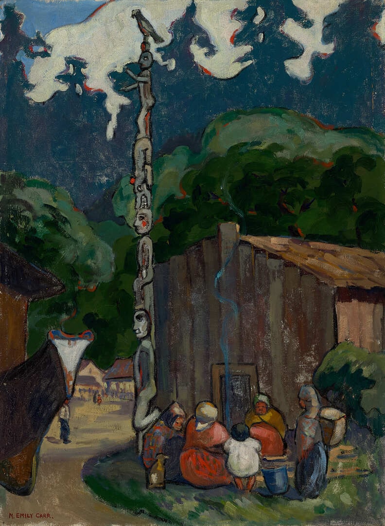C̣aqʷəlutən (Cape Mudge): A Family with Totem Pole