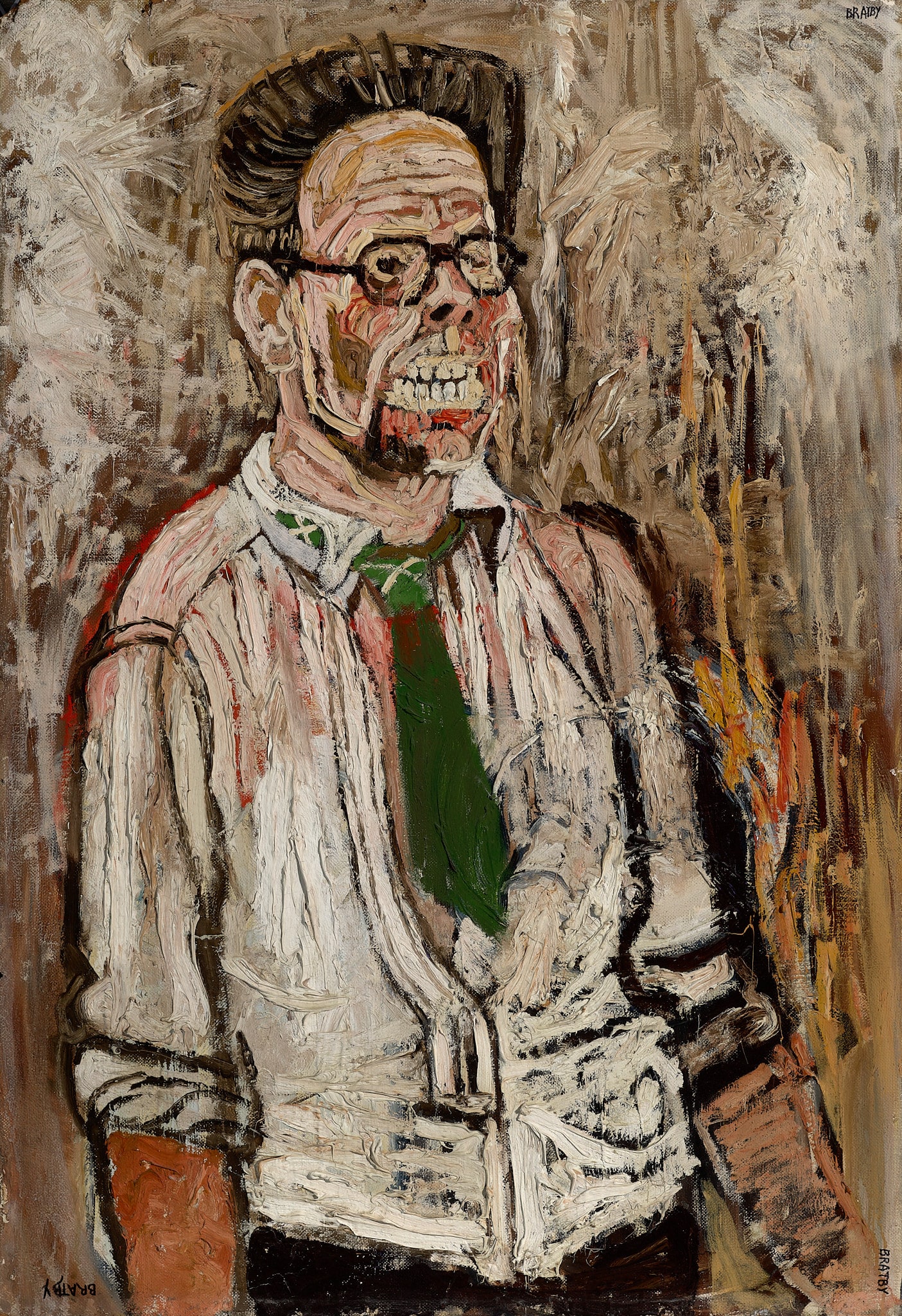 Hiroshima Horror Series: Self Portrait in White Shirt and Green Tie