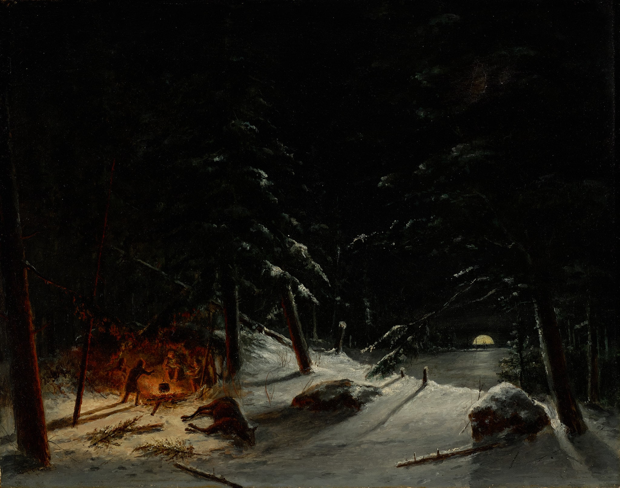 Hunters Camping at Night