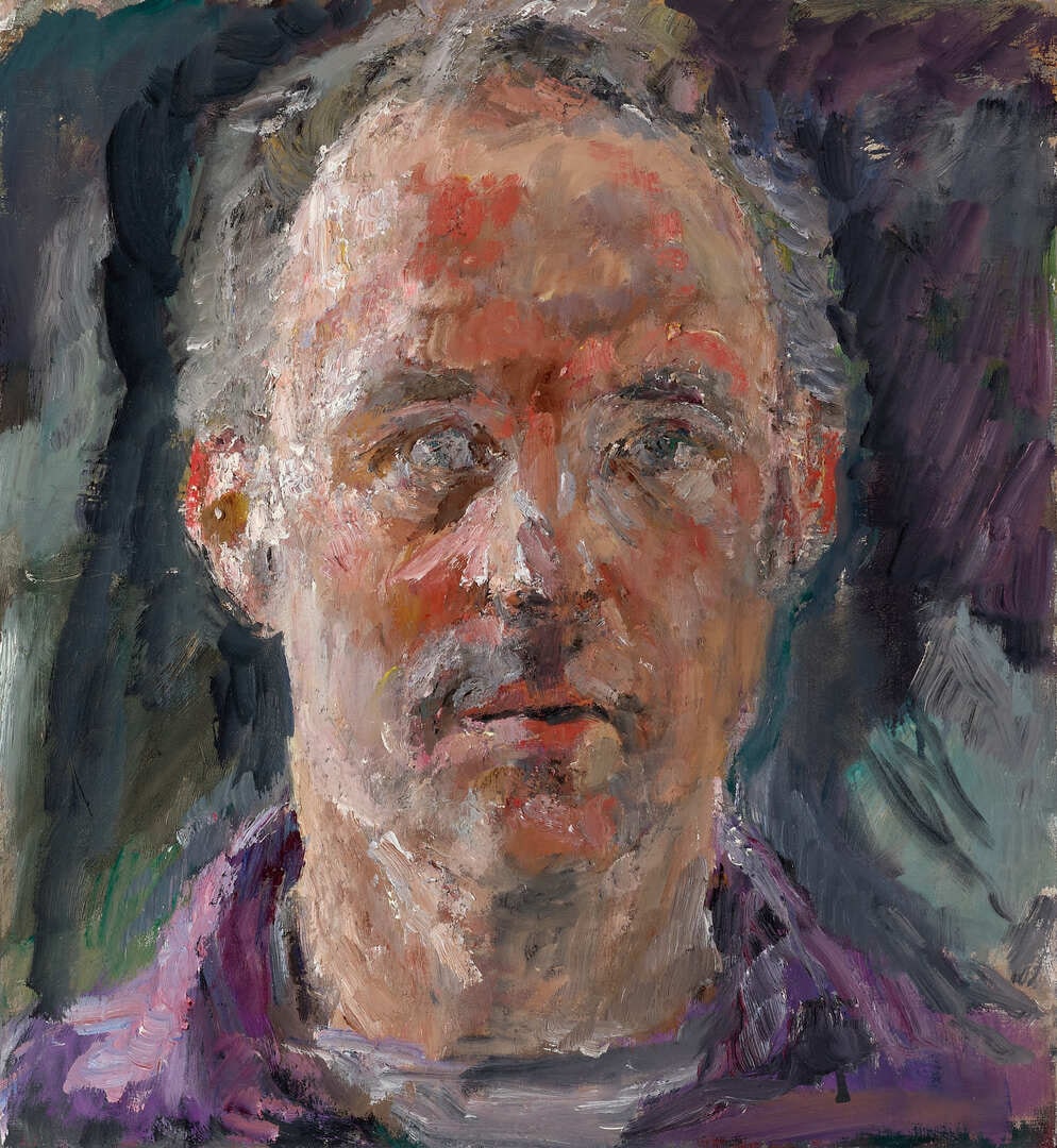 Self portrait with purple shirt