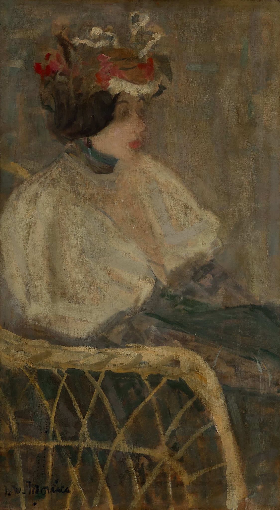 Woman in a Wicker Chair
