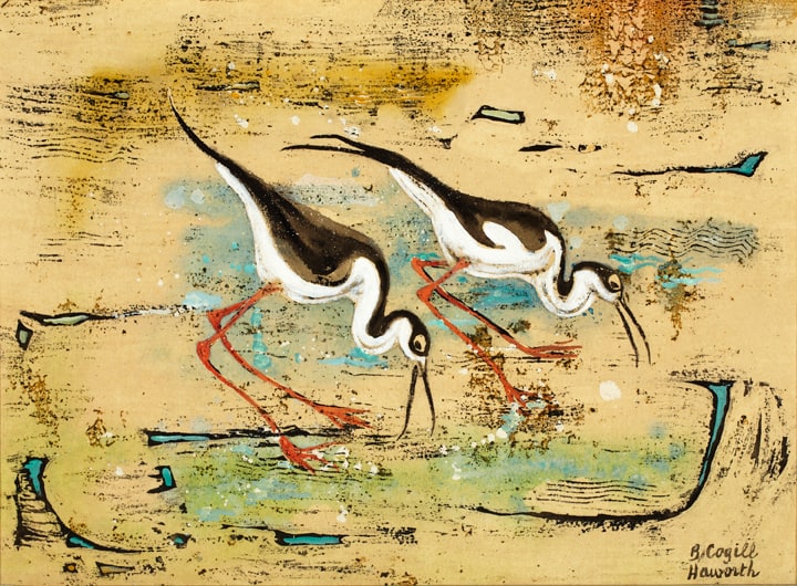 Black-necked Stilts on the Shore