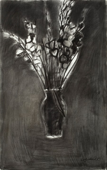 Gladiolas in Black Vase
