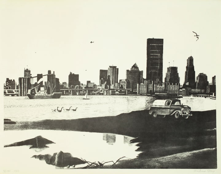 Toronto from Centre Island II (View of Toronto with Truck in Foreground)