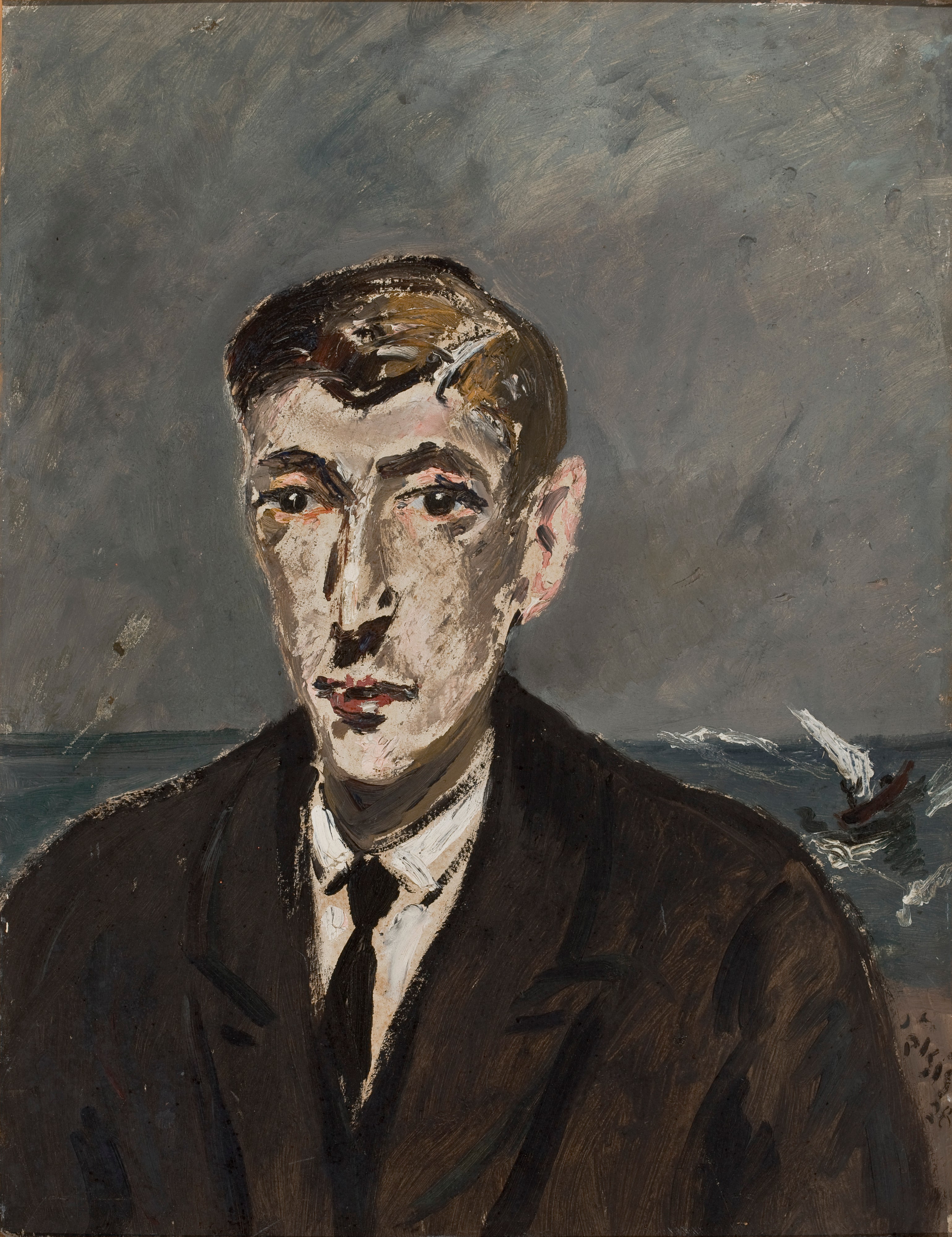 Portrait of Gianfranco Contini a Age of 16 and a Seascape