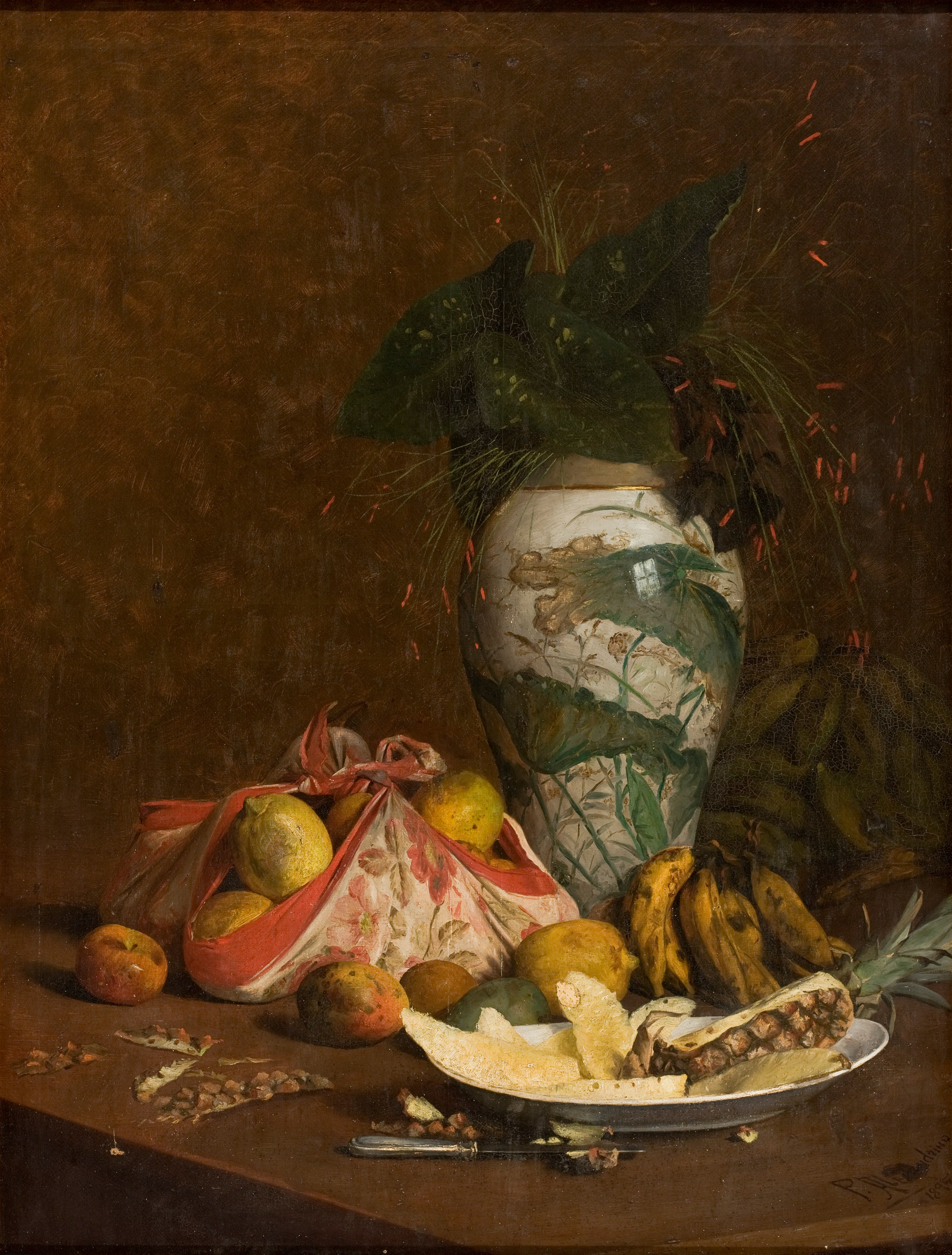 Still Life with Vase and Fruit