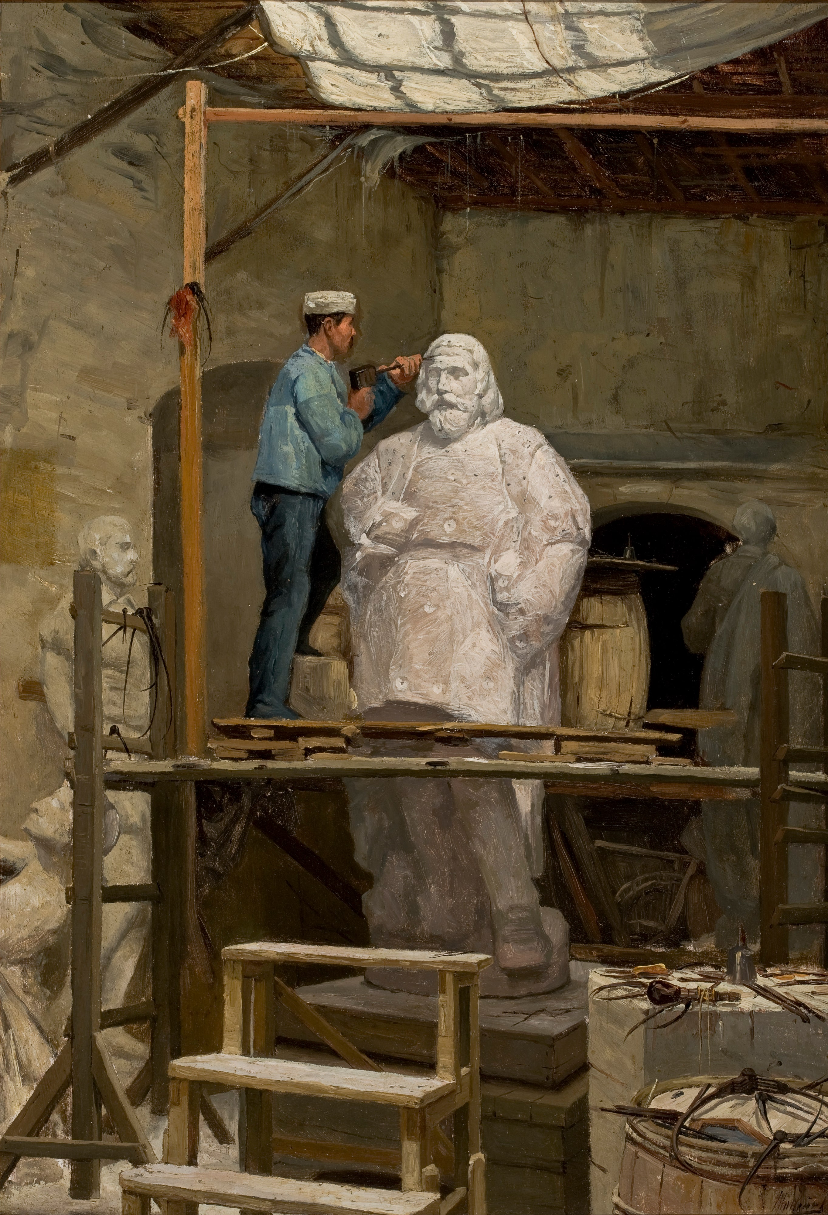 The Sculptor Simões de Almeida in his Studio