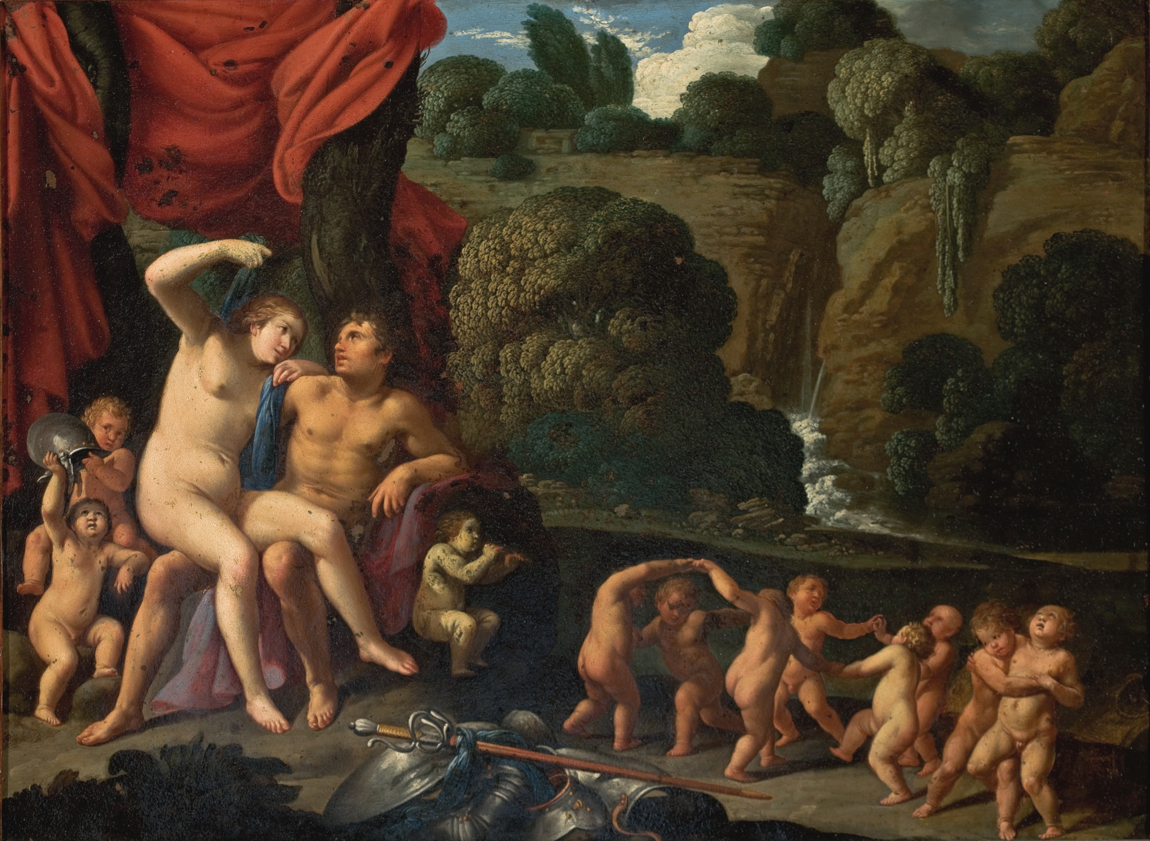 Mars and Venus with a Circle of Cupids and Landscape