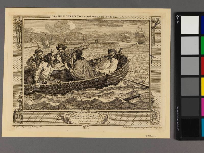 Plate 5 "The Idle Prentice turn'd away, and Sent to Sea", Industry and Idleness