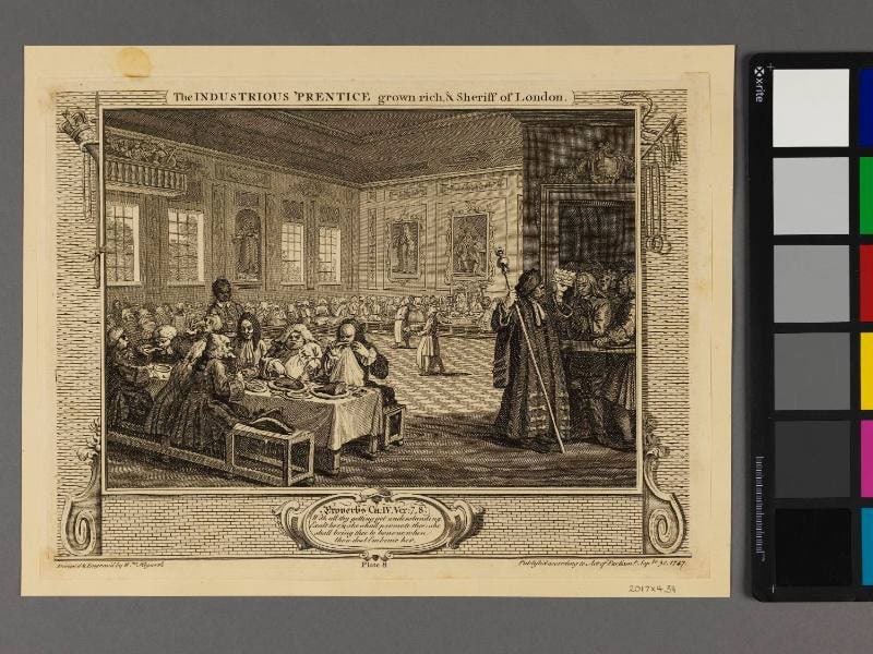 Plate 8 "The Industrious 'Prentice grown rich & Sheriff of London", Industry and Idleness