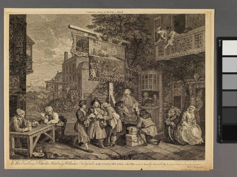 Plate 2 "Canvassing for Votes", Four Plates of An Election