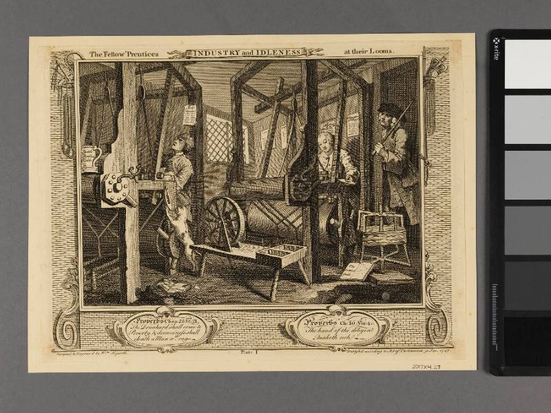 Plate 1 "The Fellow' Prentices at their Looms" / Industry and Idleness