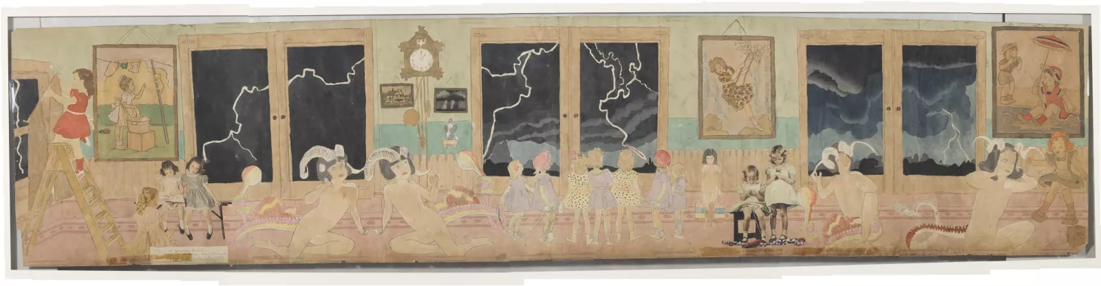 Untitled (At Jennie Richee--Mabel introduces her blengin sisters (three of them) to the little Vivians one p.m./At Jennie Richee 12:35 p.m. storm breaks loose (Vivian girls) seeking shelter with blengin friends