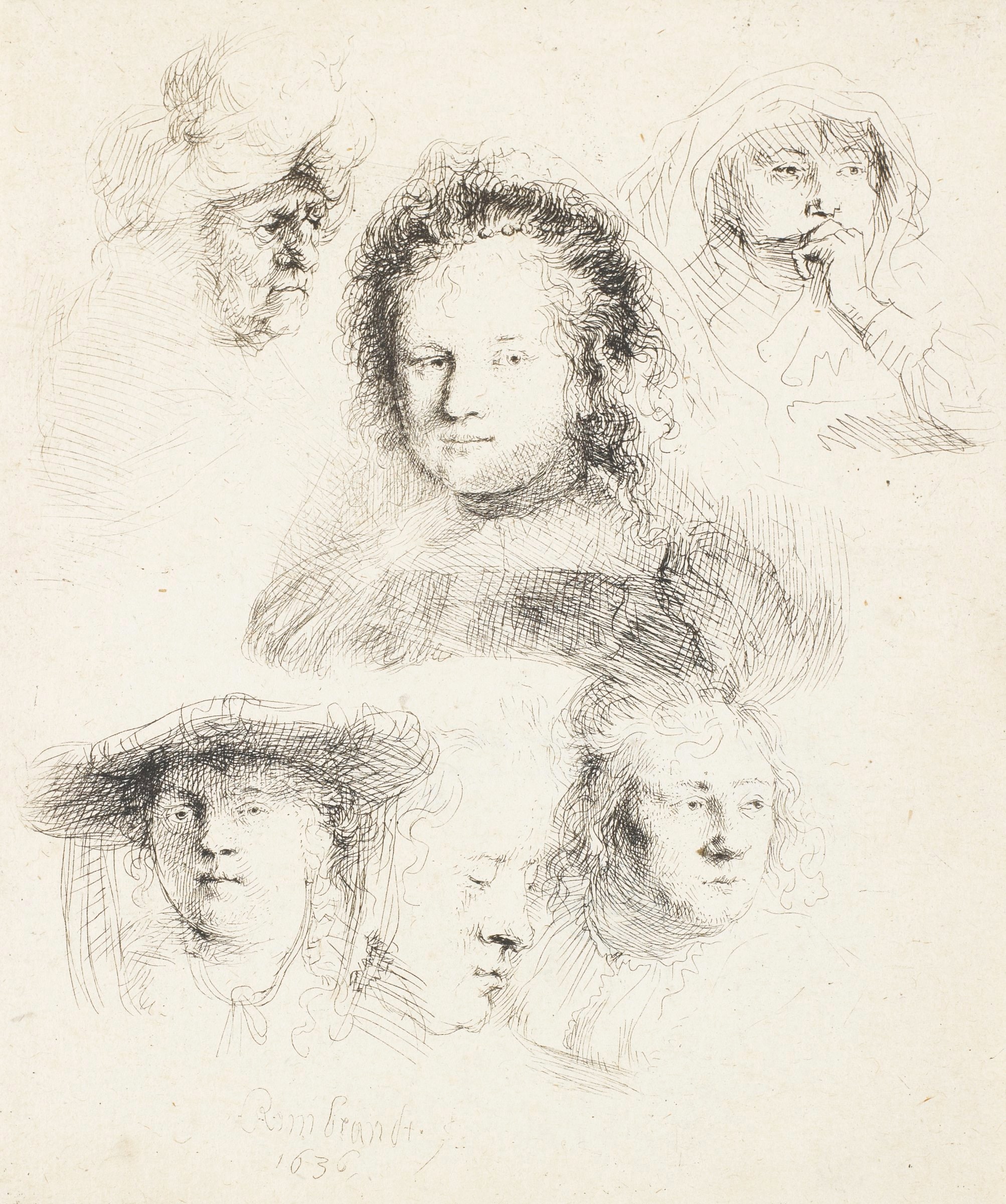 Studies of the Head of Saskia and Others