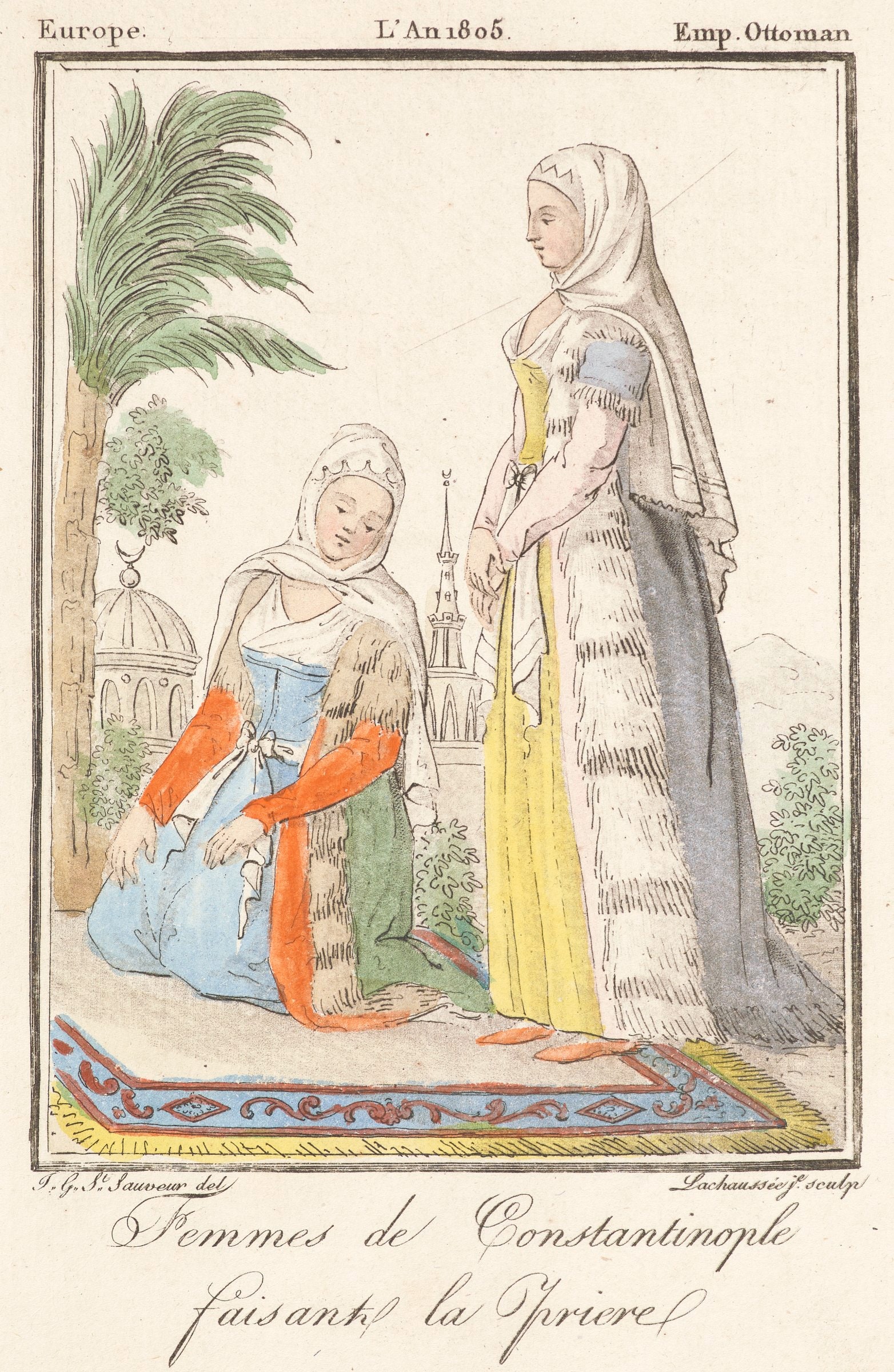 Femmes de Constantinople Paisant la Priere, from Voyages Pittoresques dans les Quatre Parties du Monde