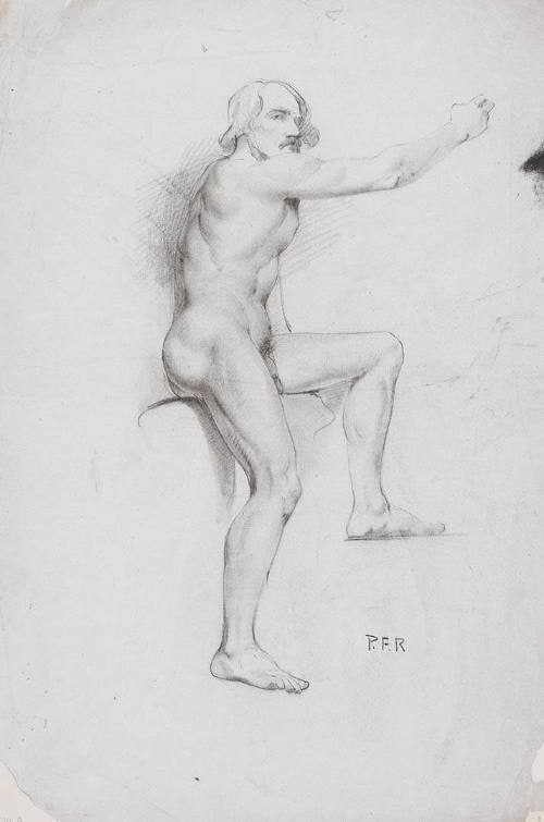 Seated Male Nude, Facing Right