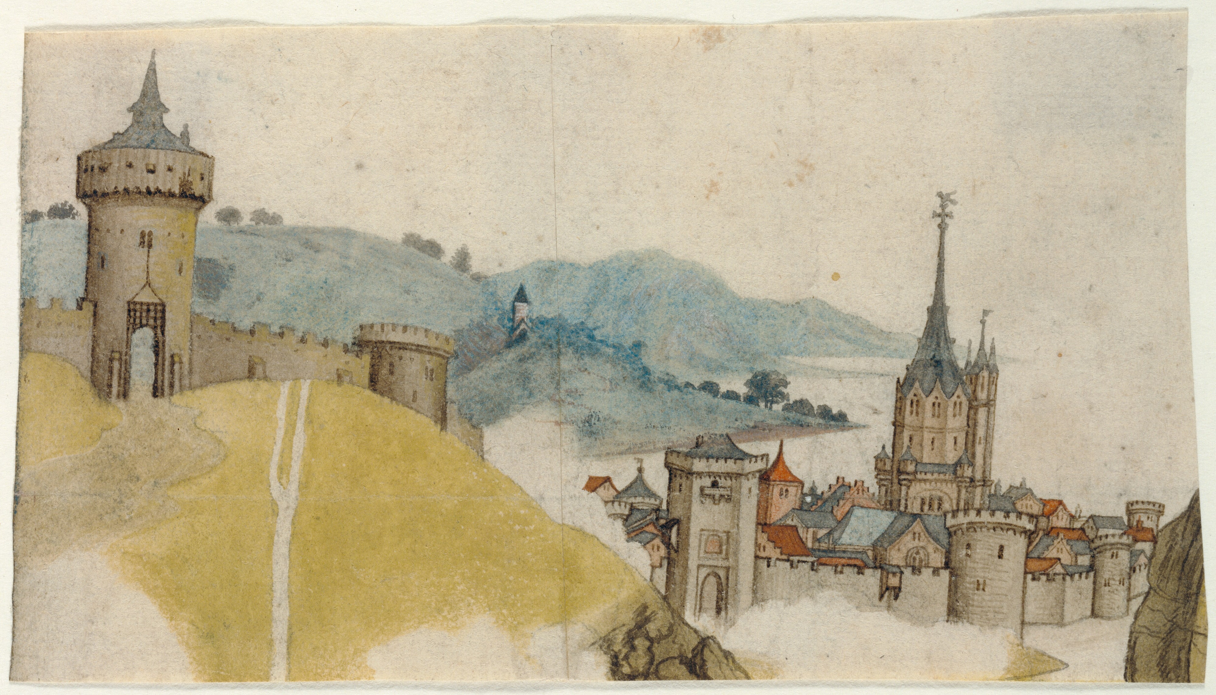 View of a Walled City in a River Landscape