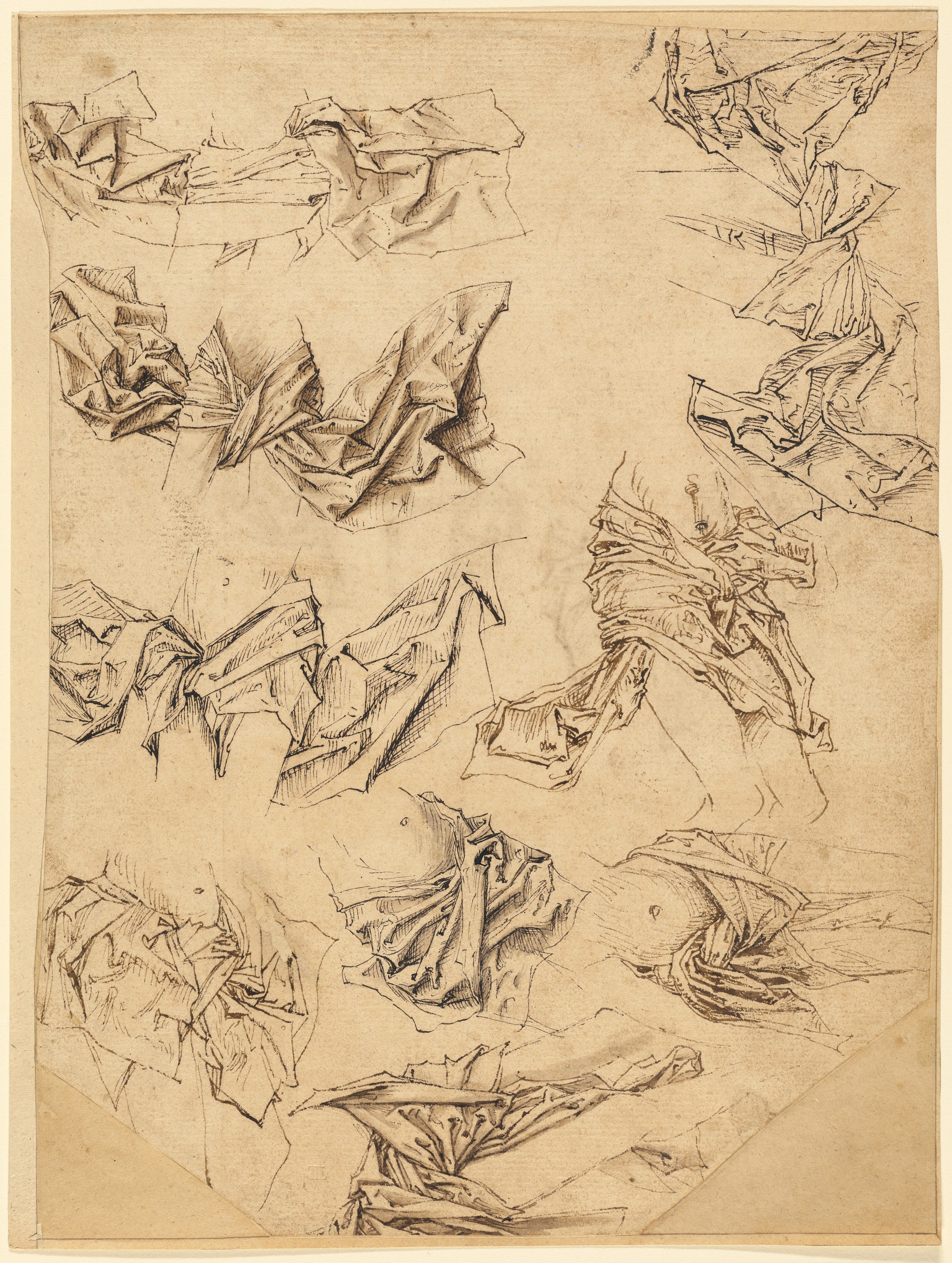 Studies of Christ's Loincloth (recto); Studies of Bookbindings and of Christ's Loincloth (verso)