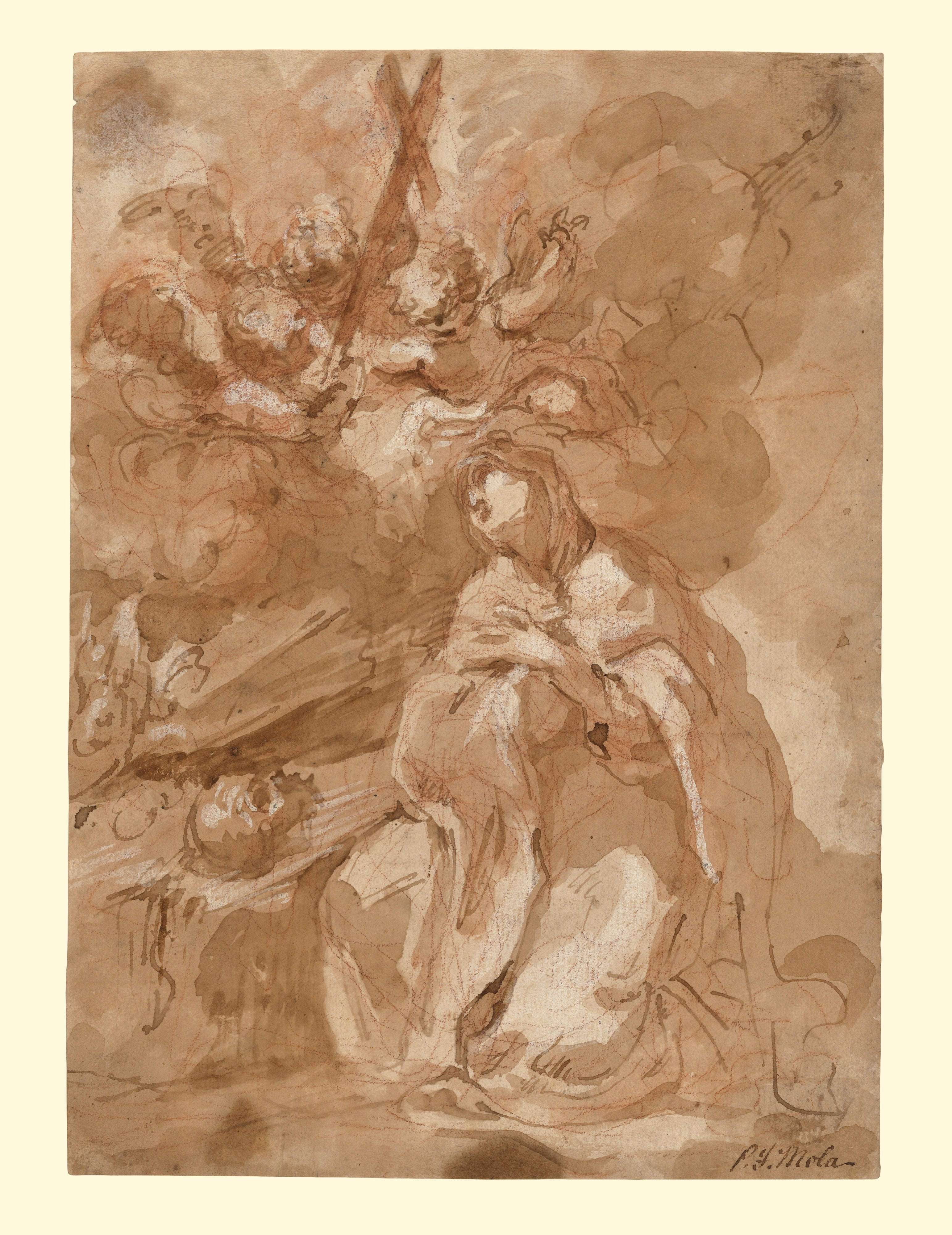 A Female Saint Contemplating a Crucifix