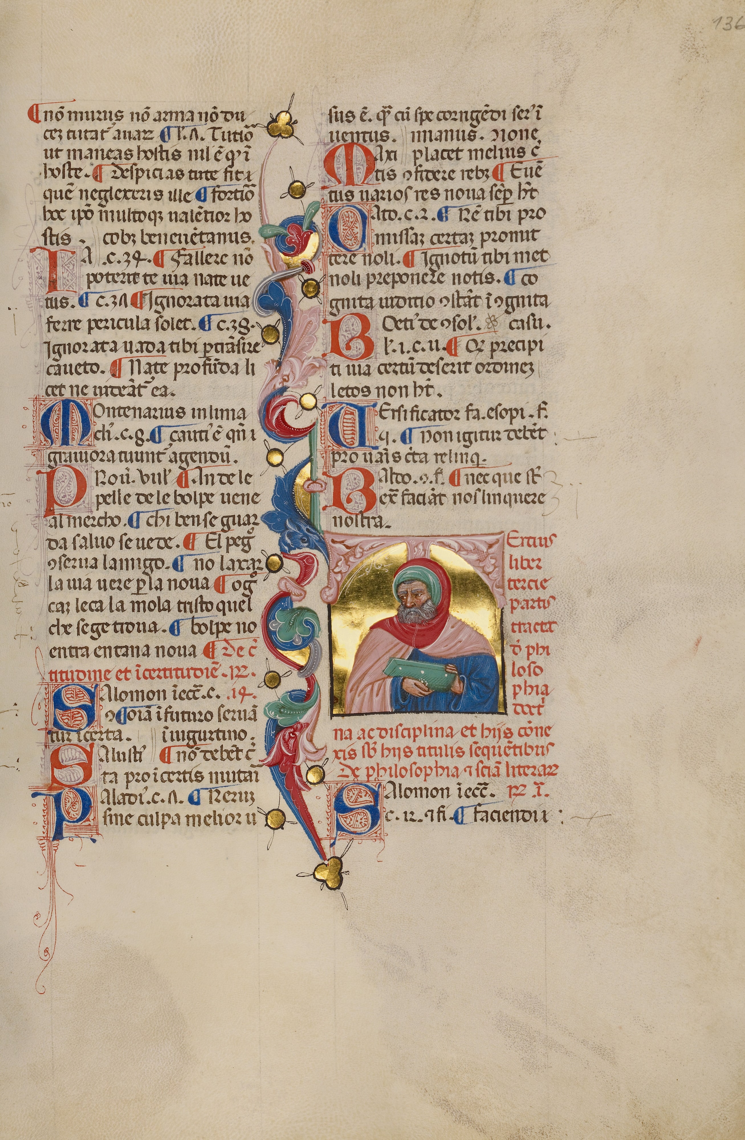 Initial T: Bust Portrait of a Bearded Man