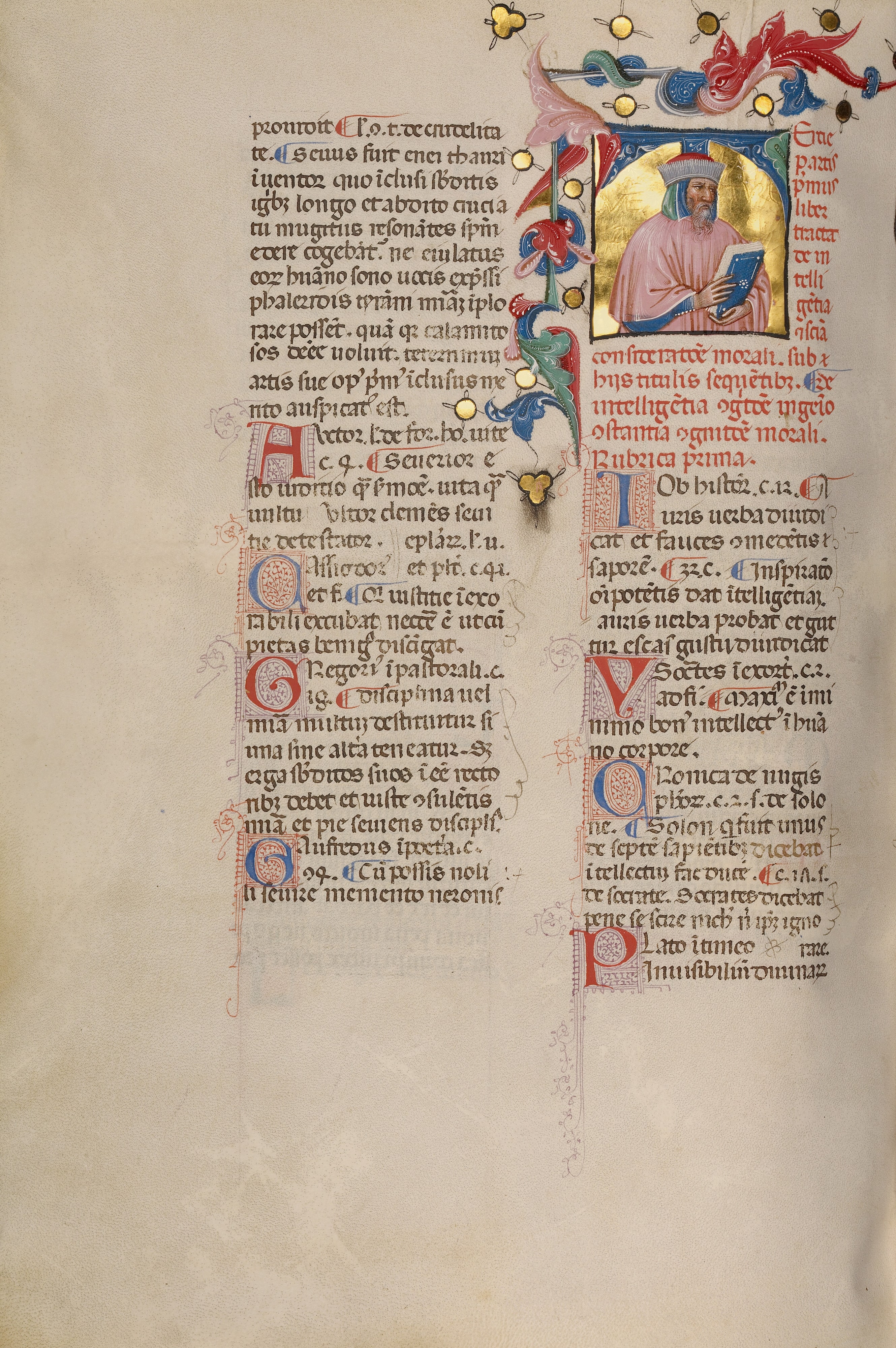 Initial T: Bust Portrait of a Bearded Man