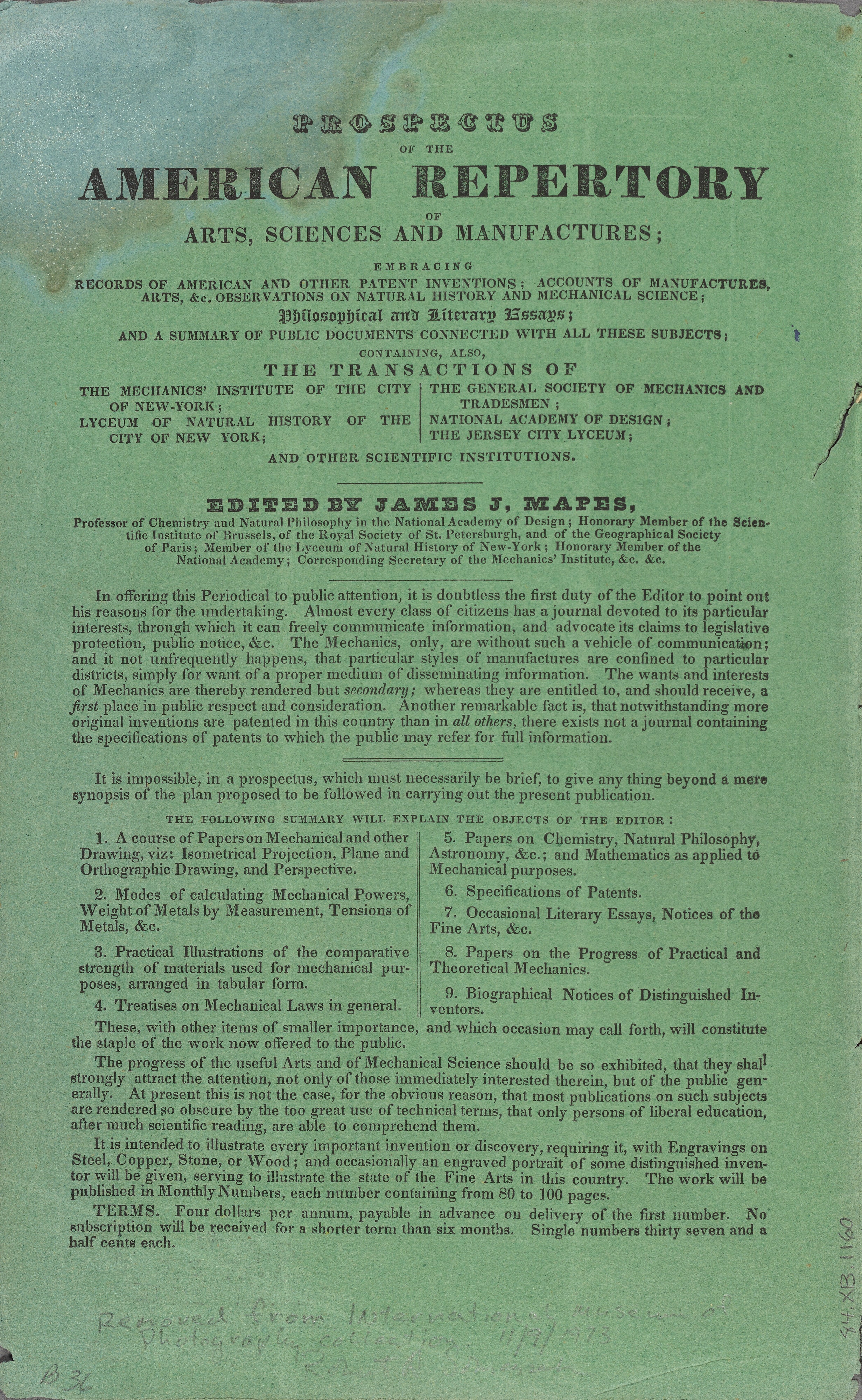 A Full description of the Daguerreotype Process: As Published by M. Daguerre...Edited by Prof. Mapes.