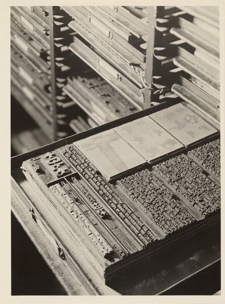 [Tray of Letters for Printing Press]