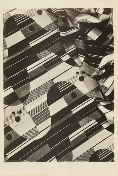 [Fabric with stripe and wave pattern]