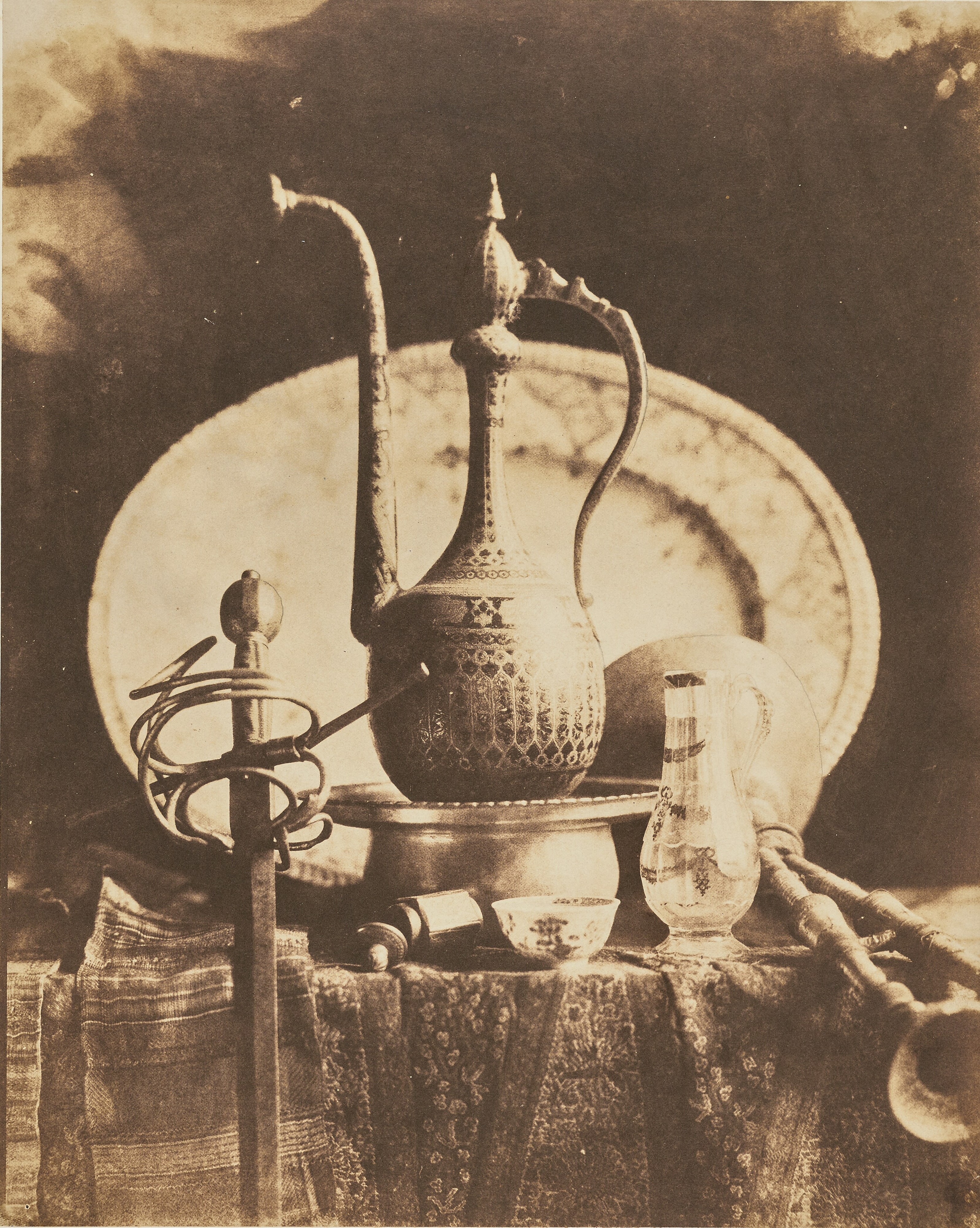 [Still life with vase and sword]
