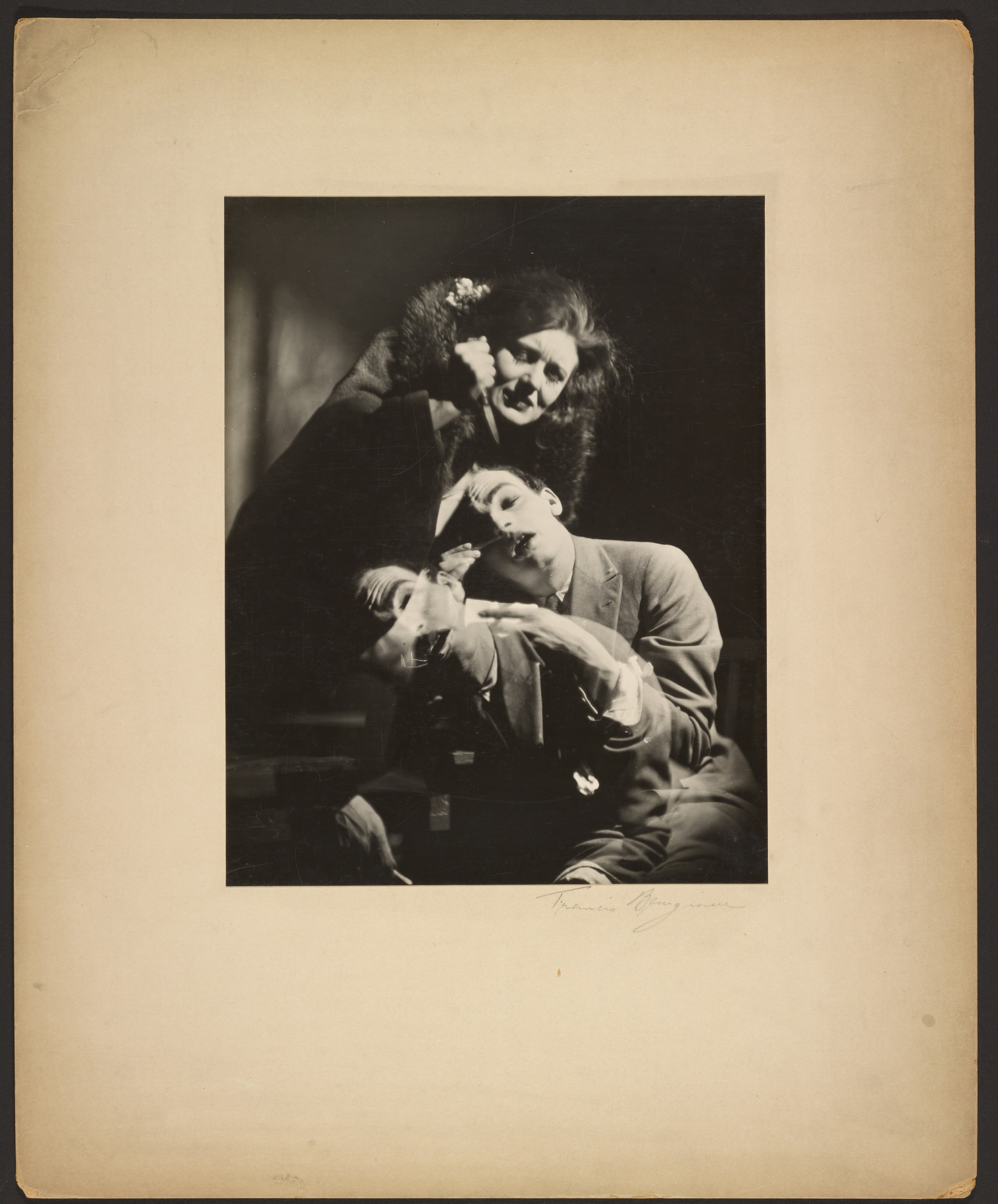 [Female Actress About to "Stab" a Male Actor]