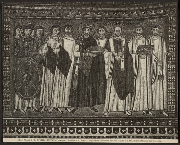 Mosaic, Emperor Justinian, Basilica of St. Vitale, Ravenna