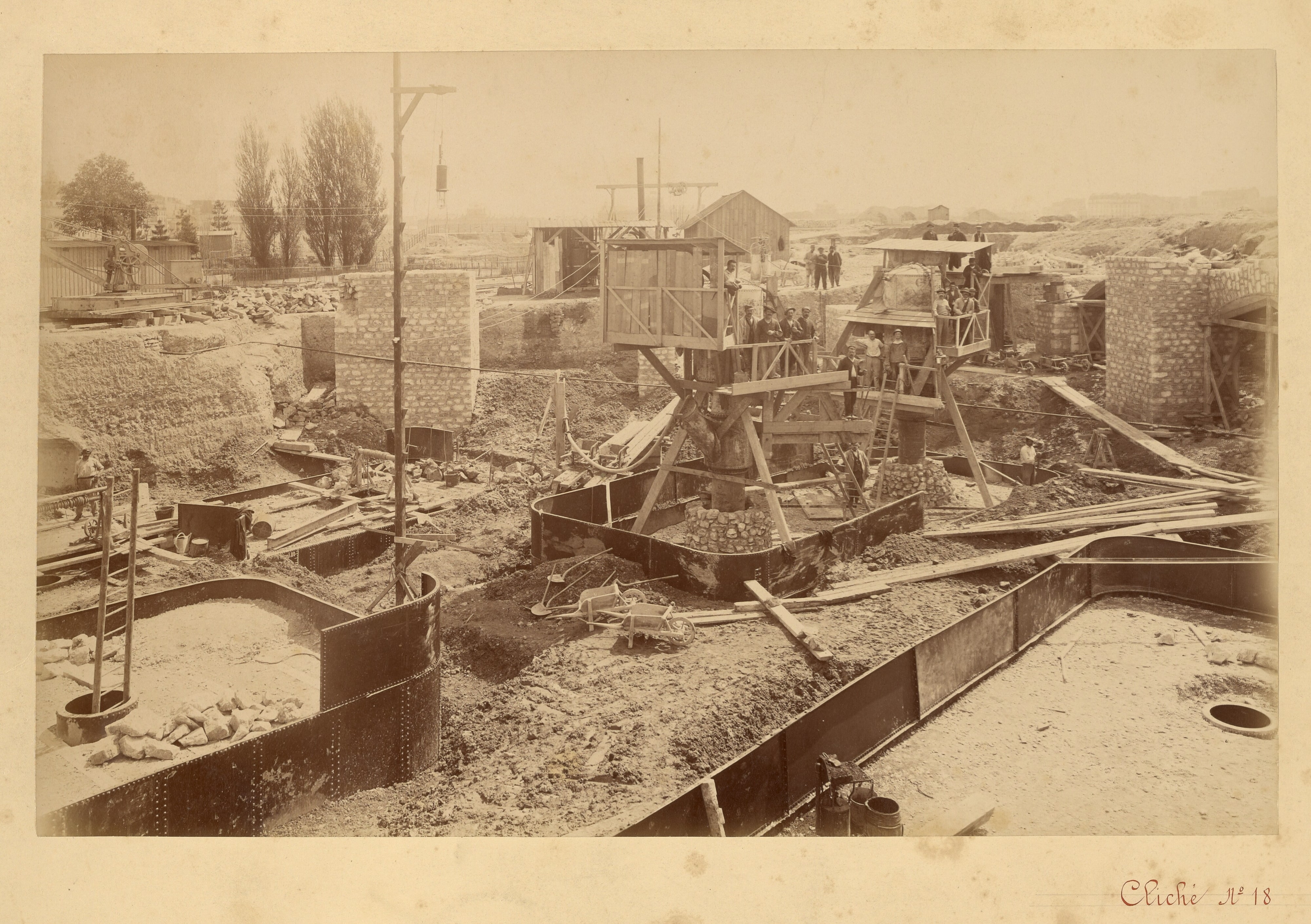 Pier no. 1, filling a foundation caisson with compressed air