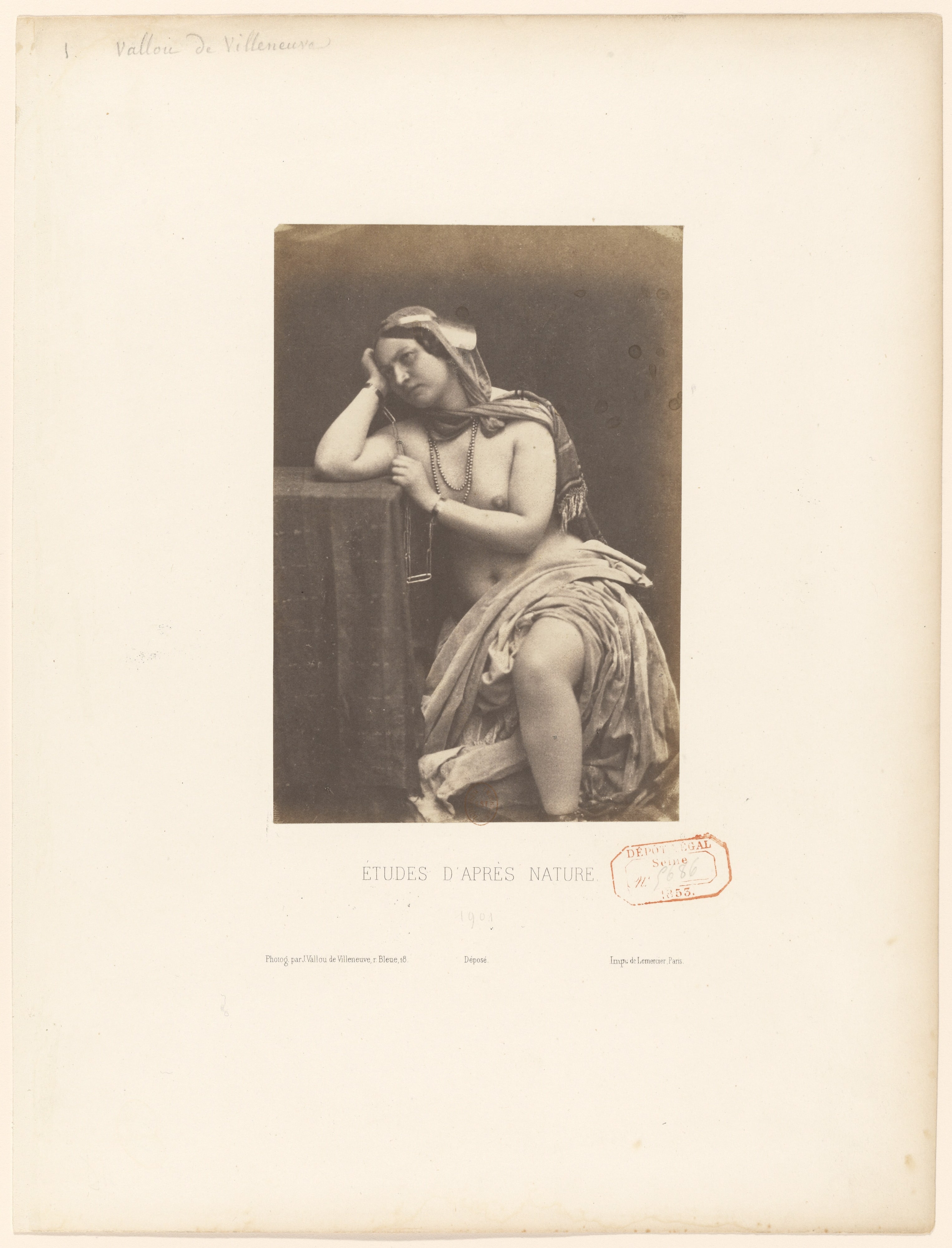 [Partially Nude Figure Seated, Head Resting on Hand]