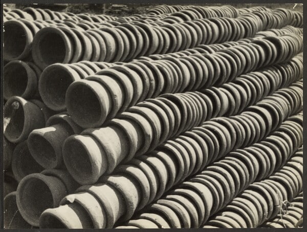 [Composition with Rows of Clay Pots]