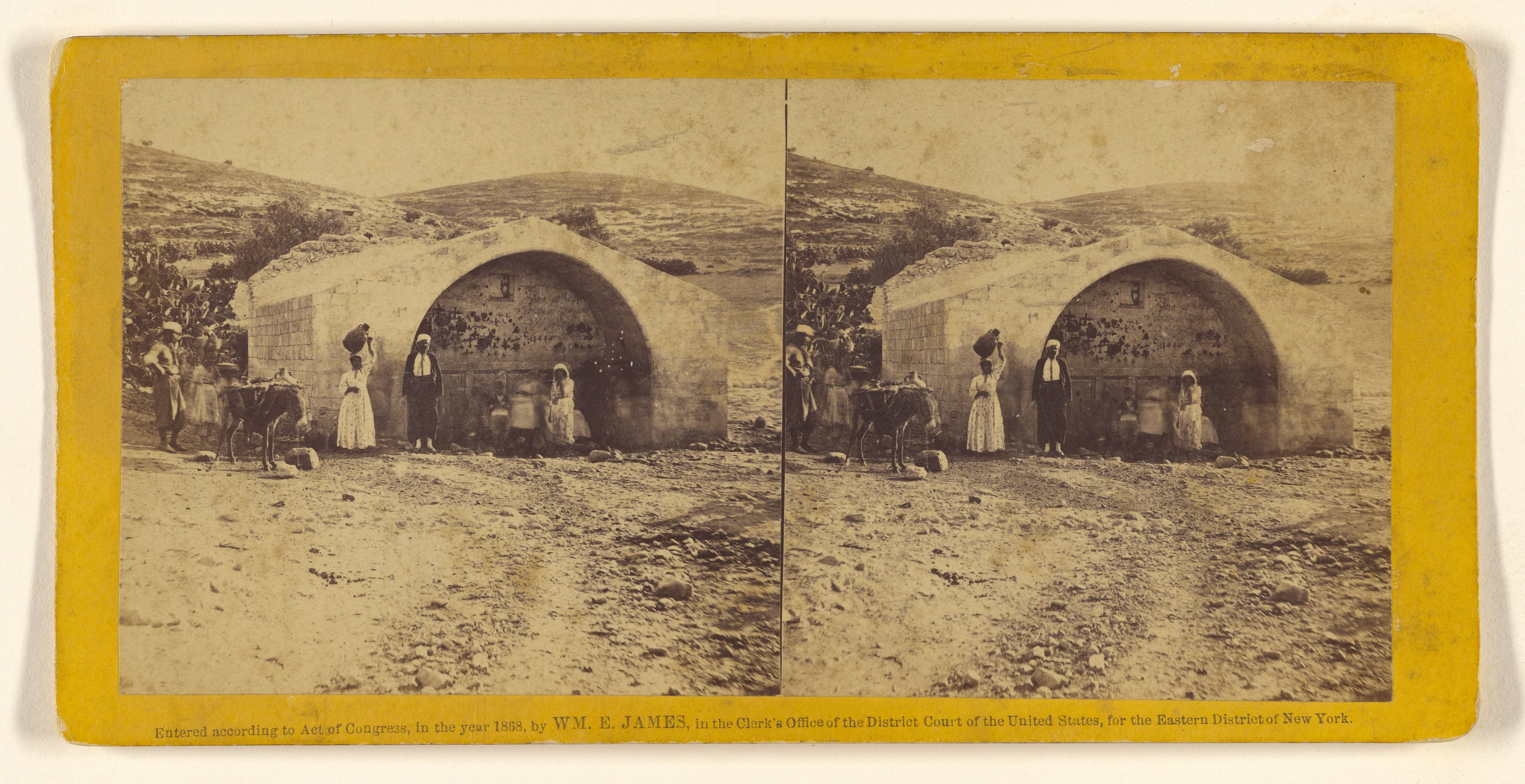 Fountain of the Virgin, at Nazareth. The principal source of water to the village, which is carried by the women on their heads...