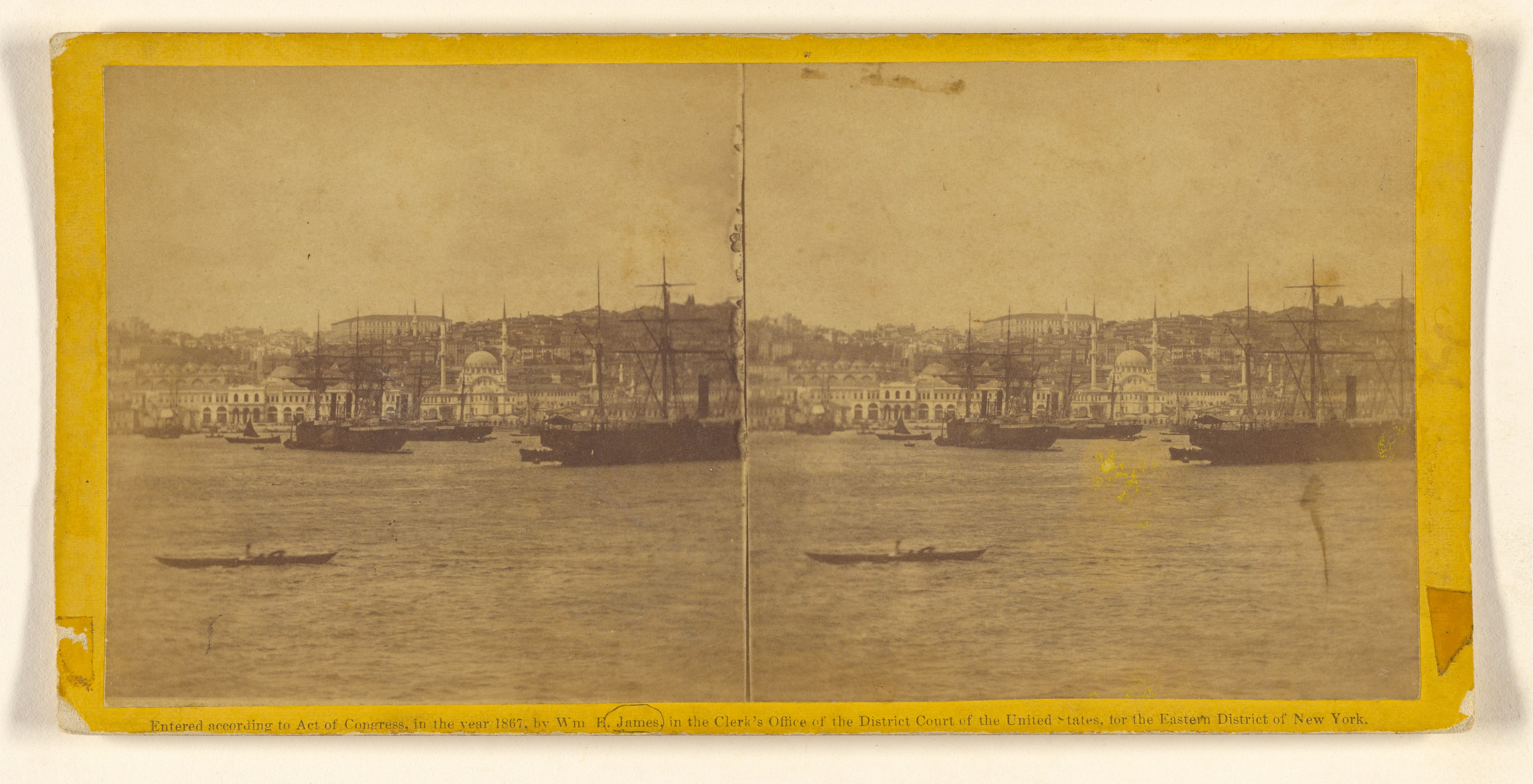 Constantinople. From on board the vessel while at anchor in the mouth of the Golden Horn. Looking north. A triumph of photography.