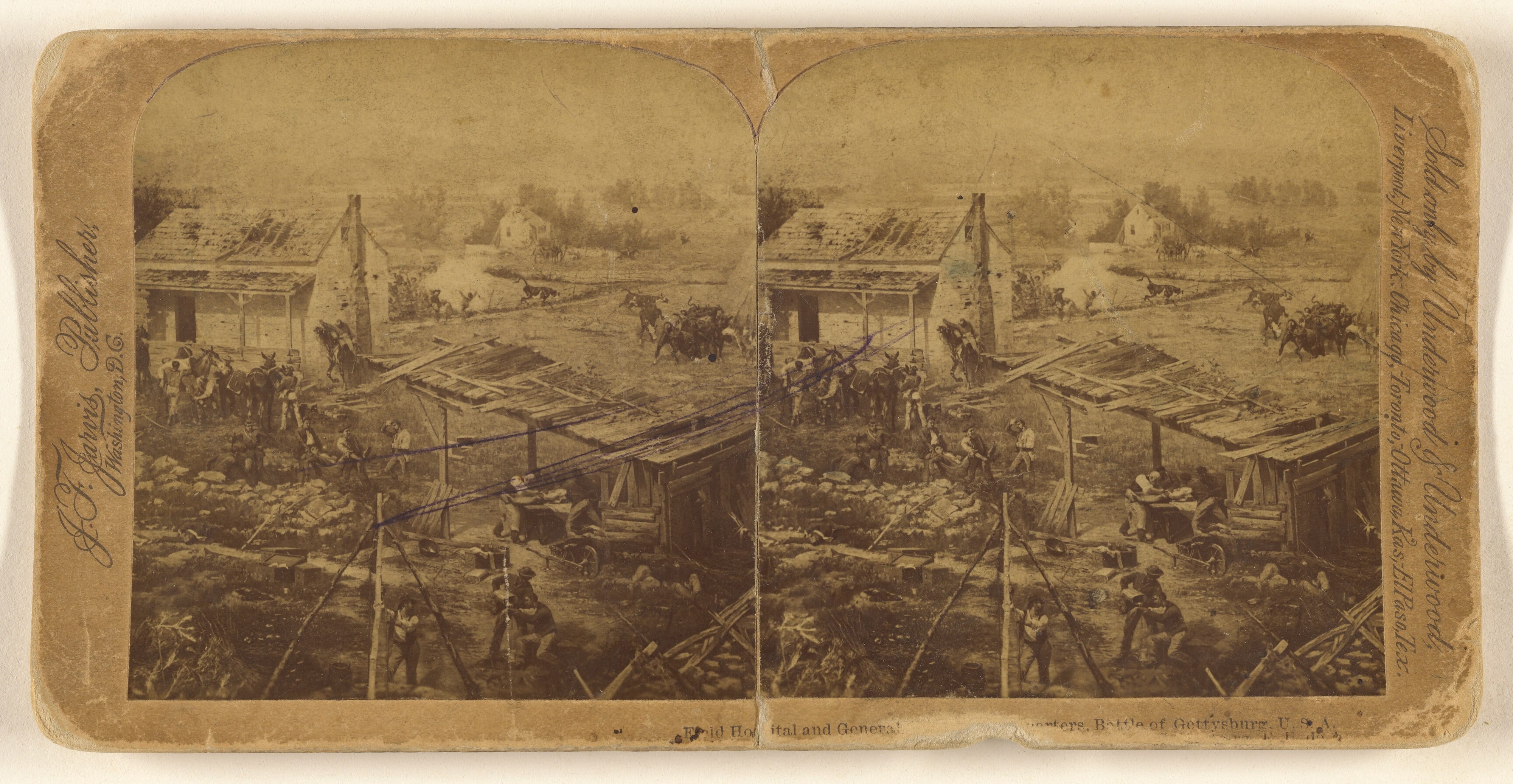 Field Hospital and General Headquarters, Battle of Gettysburg. U.S.A. [a painting]