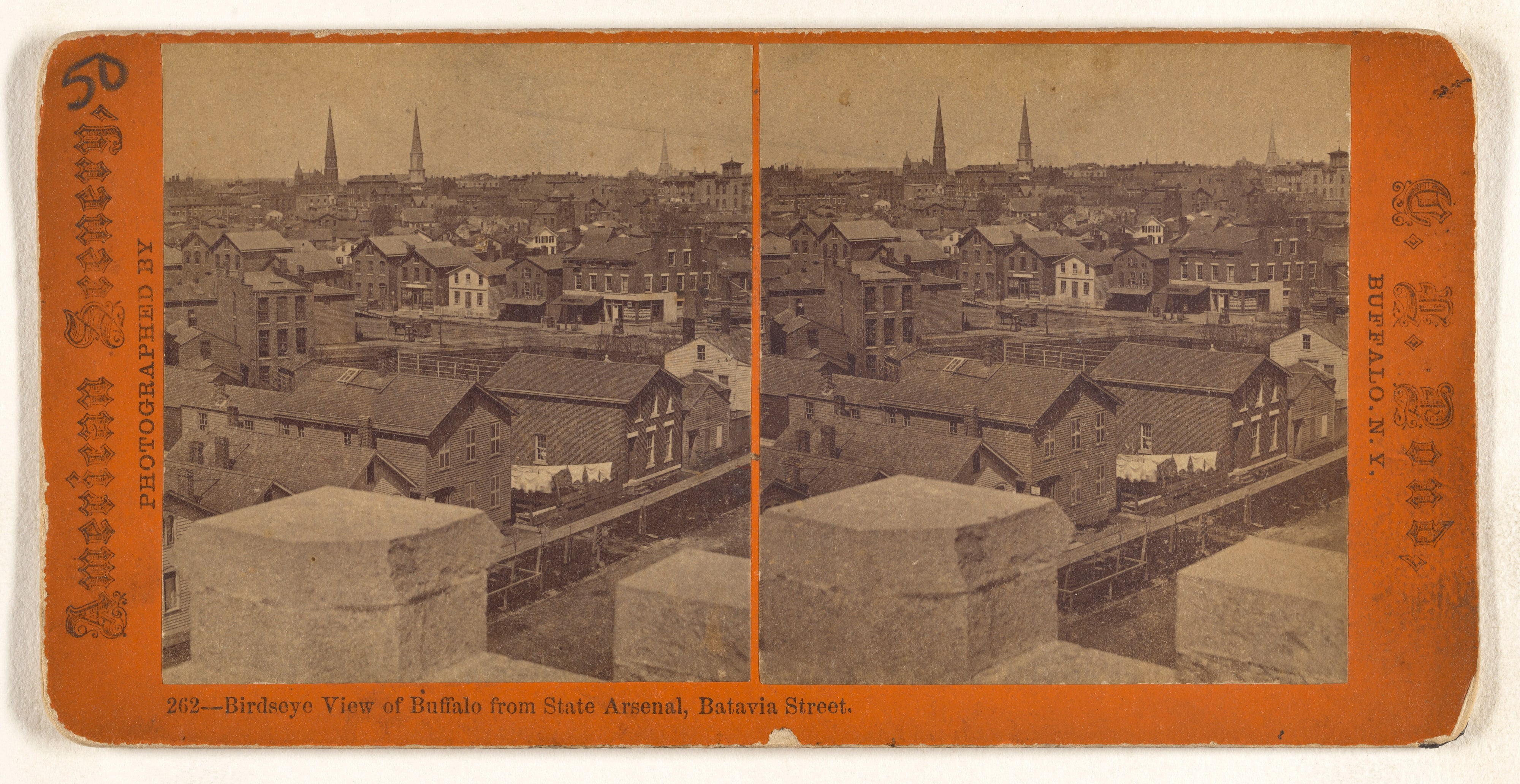 Birdseye View of Buffalo from State Arsenal, Batavia Street.