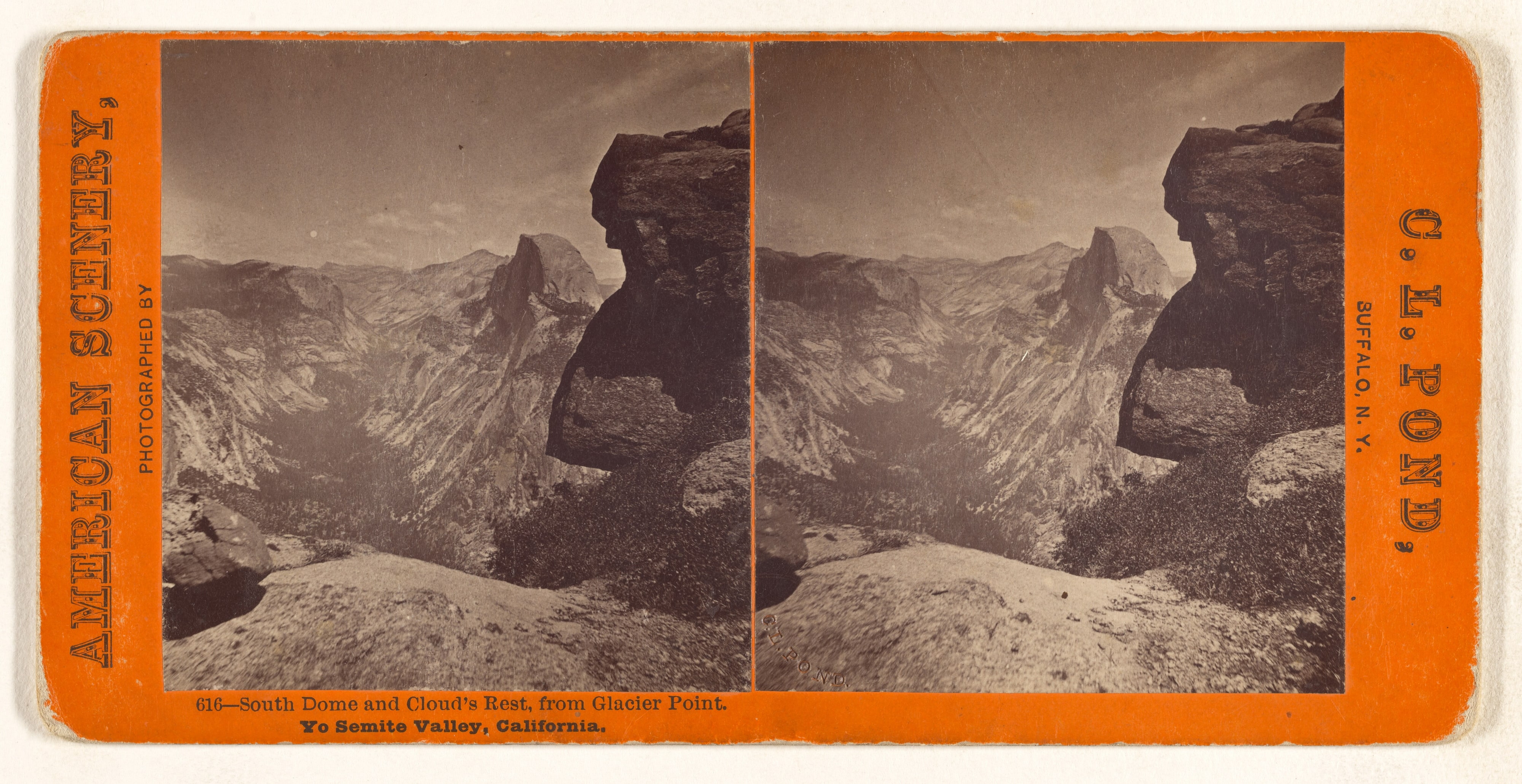 South Dome and Cloud's Rest, from Glacier Point. Yo Semite Valley, California.