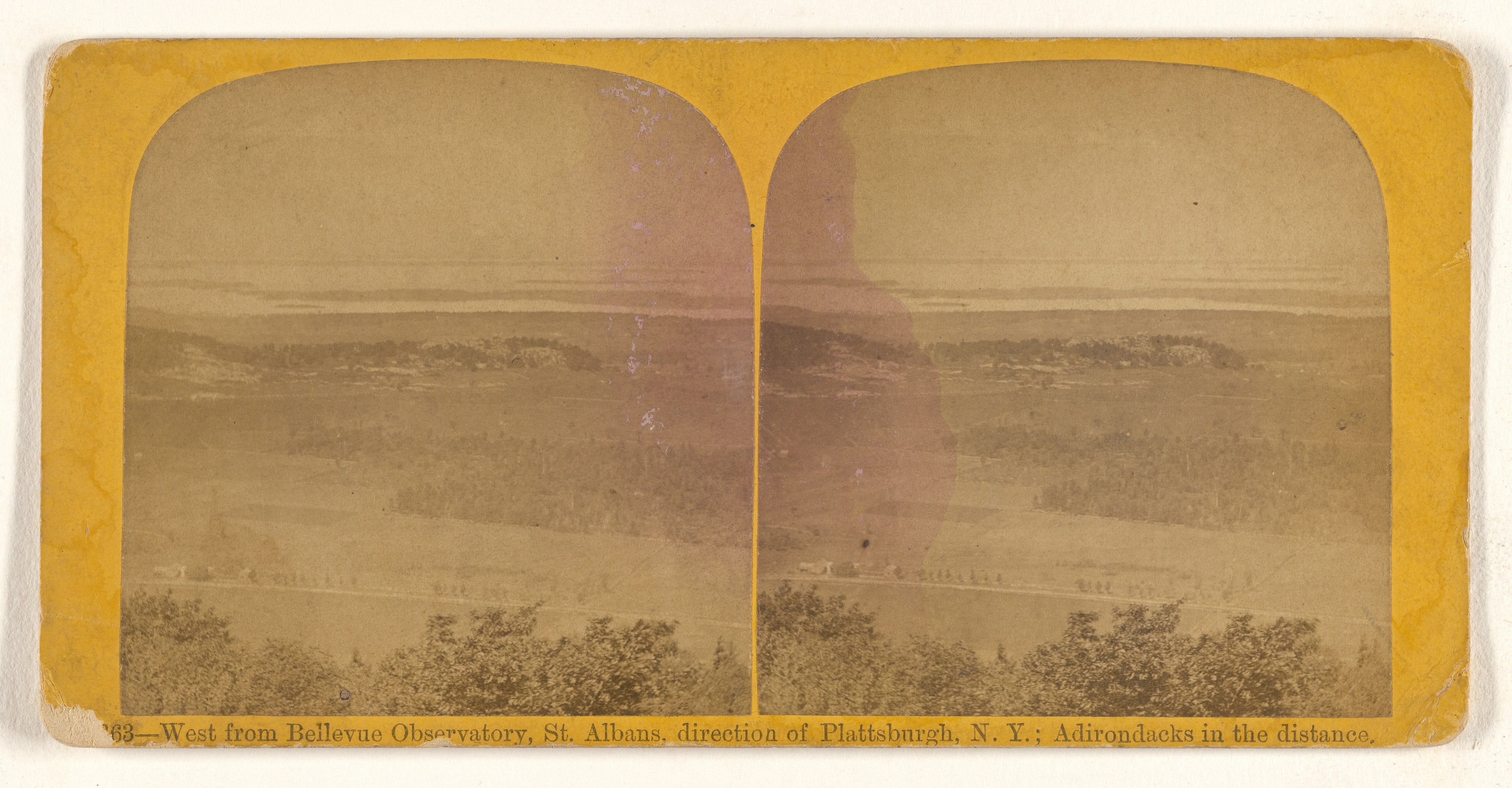 West from Bellevue Observatory, St. Albans, direction of Plattsburgh, N.Y.; Adirondacks in the distance.