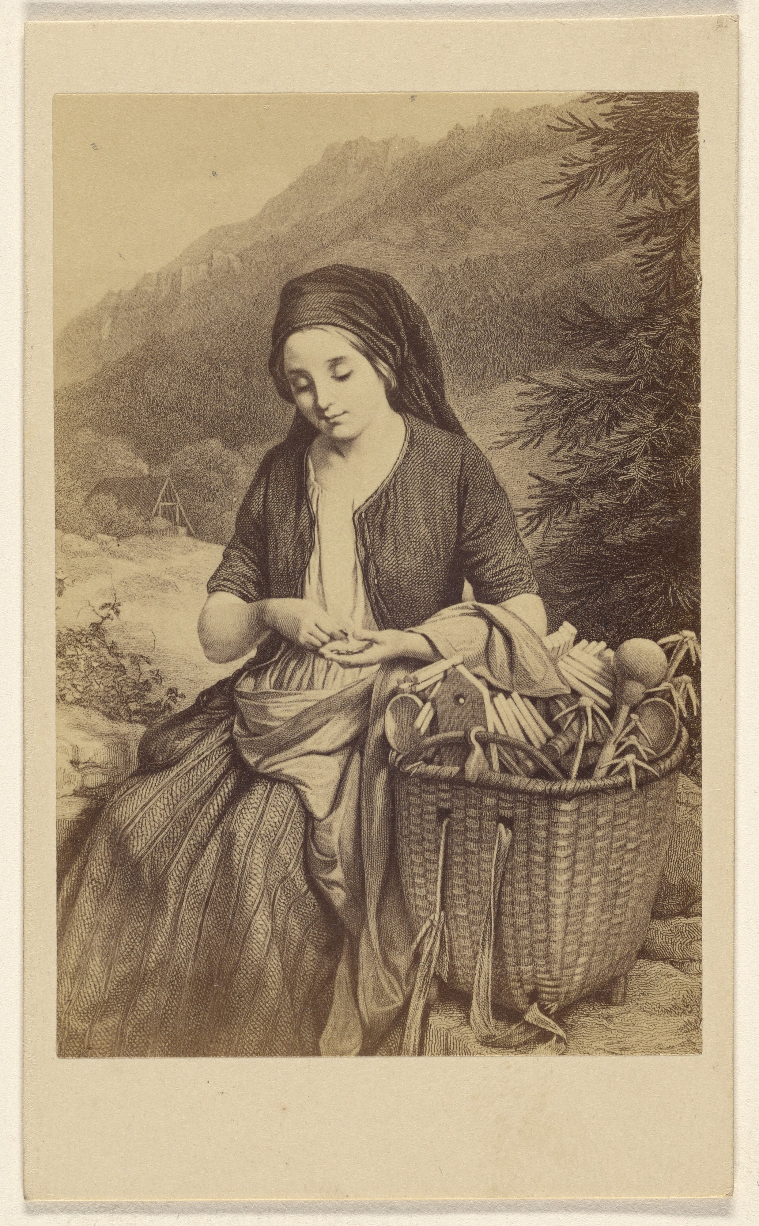 Female dealer in wooden wares made in the Harz. [by] Meyerheim.