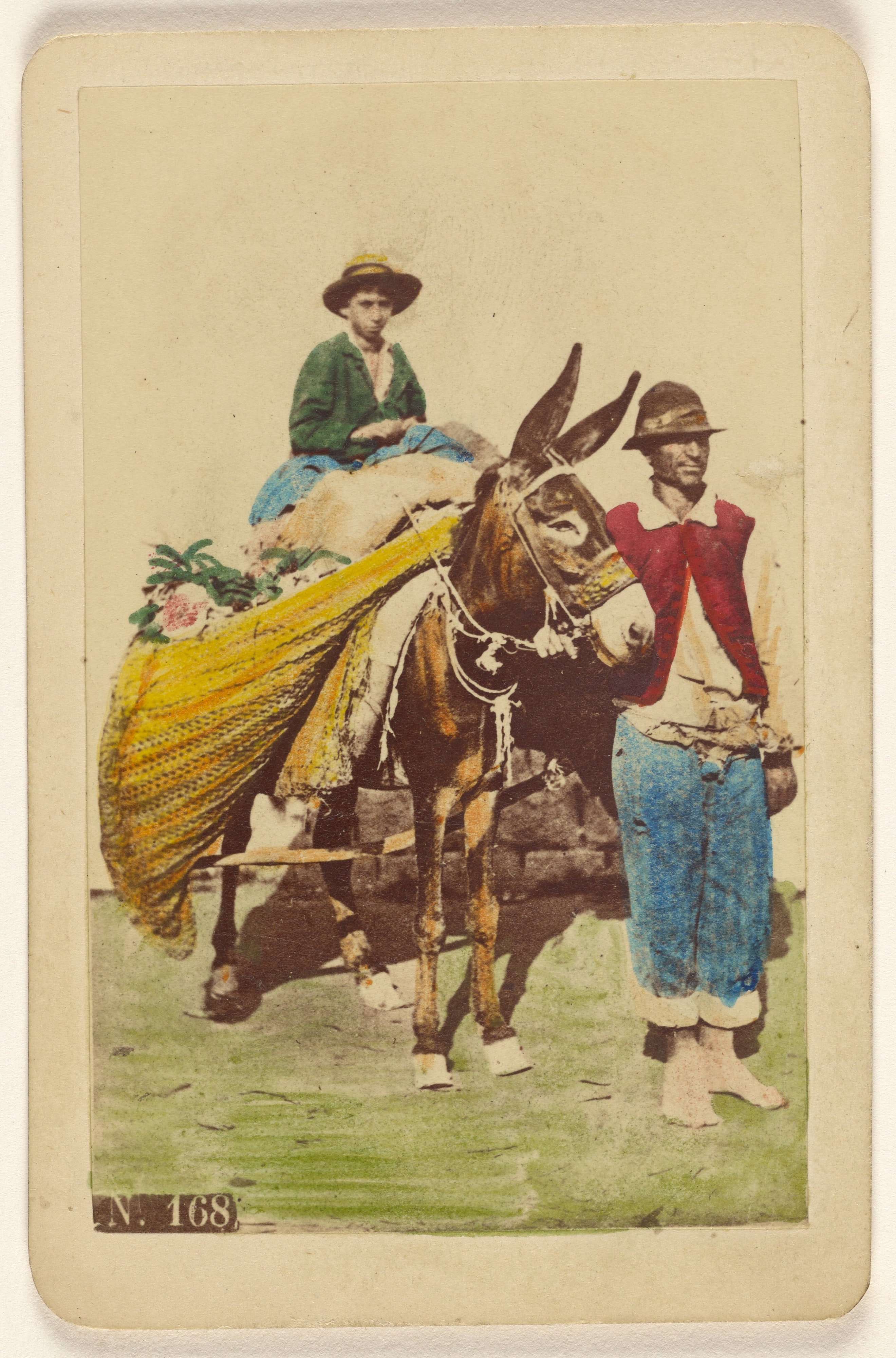 [Two Italian peasants, one riding a donkey]