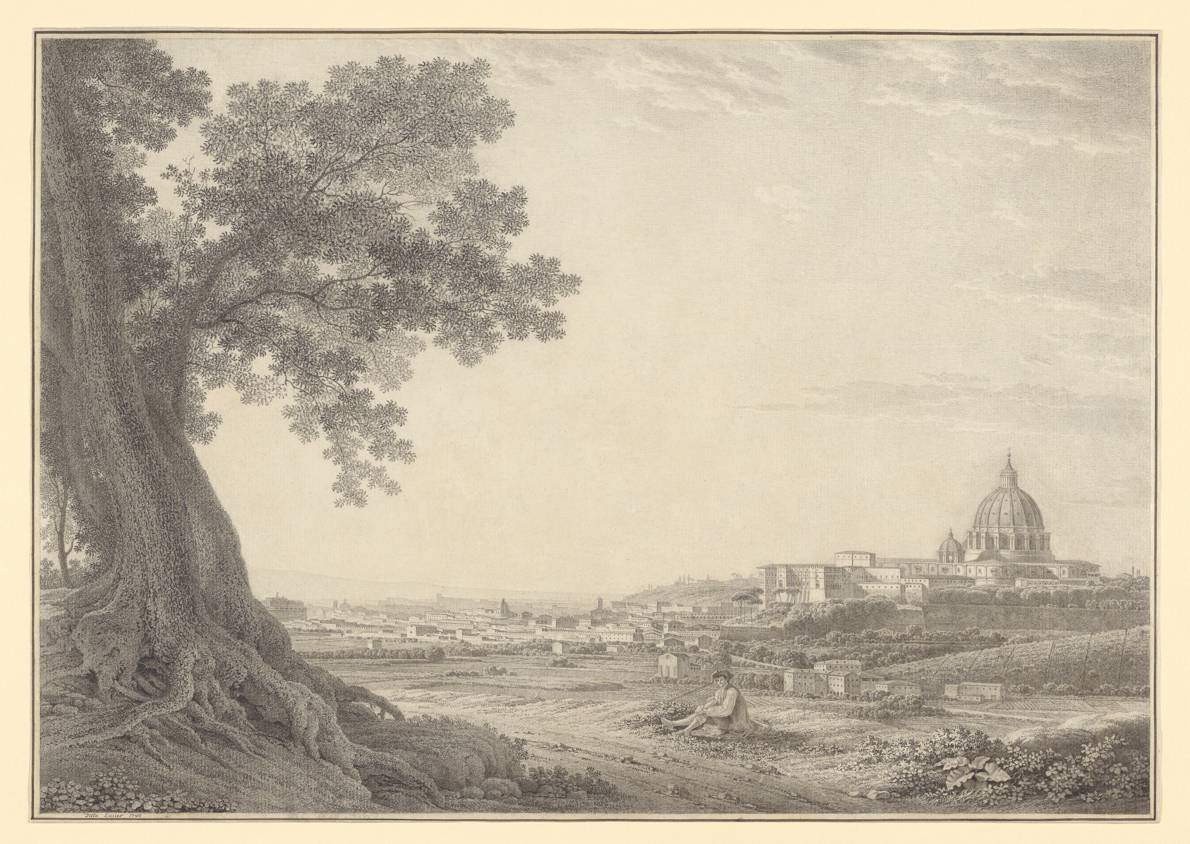 An extensive view of Rome from the Orti della Pineta Sacchetti