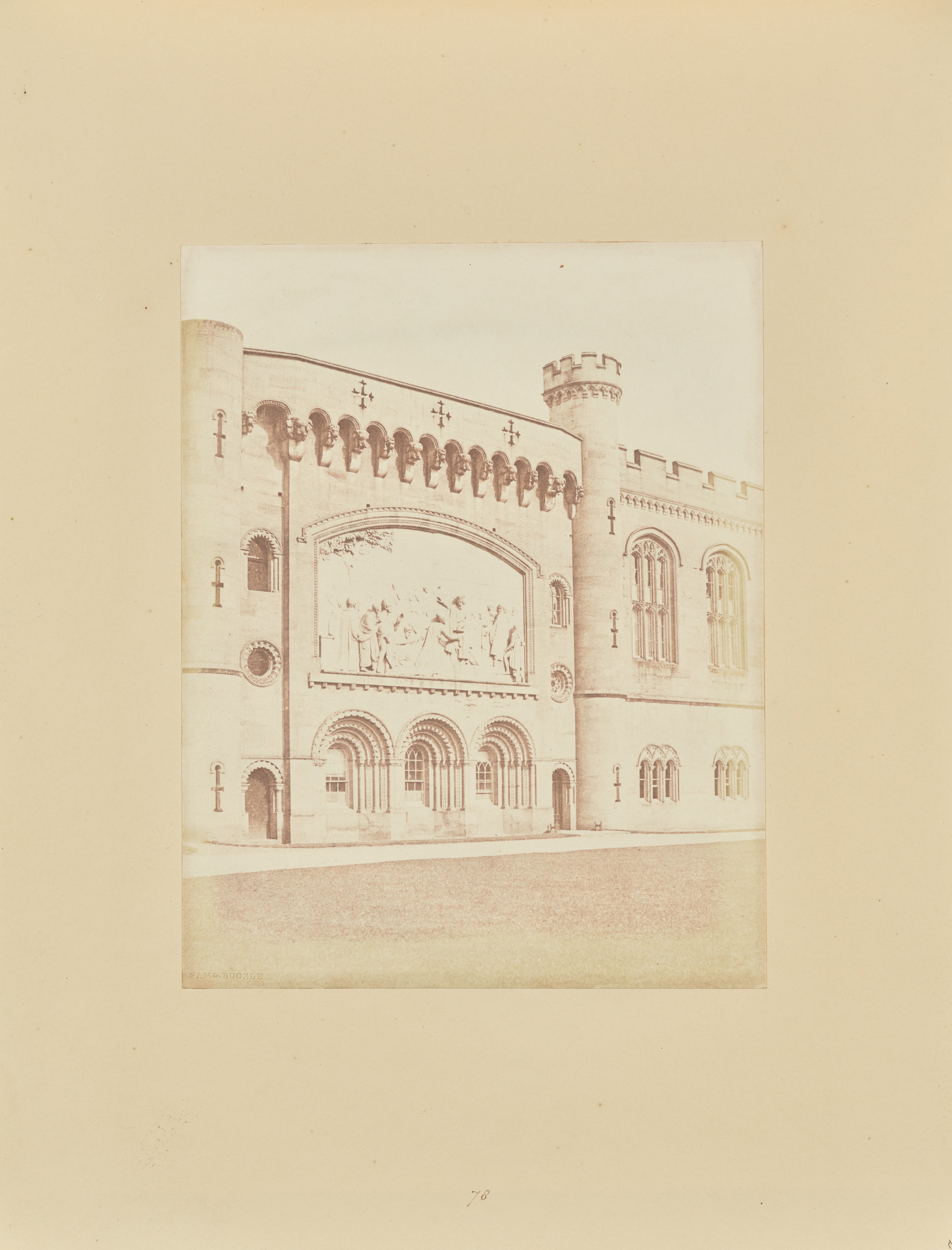 Part of Quadrangle, Arundel Castle; Bas-relief of Alfred Granting Trial by Jury