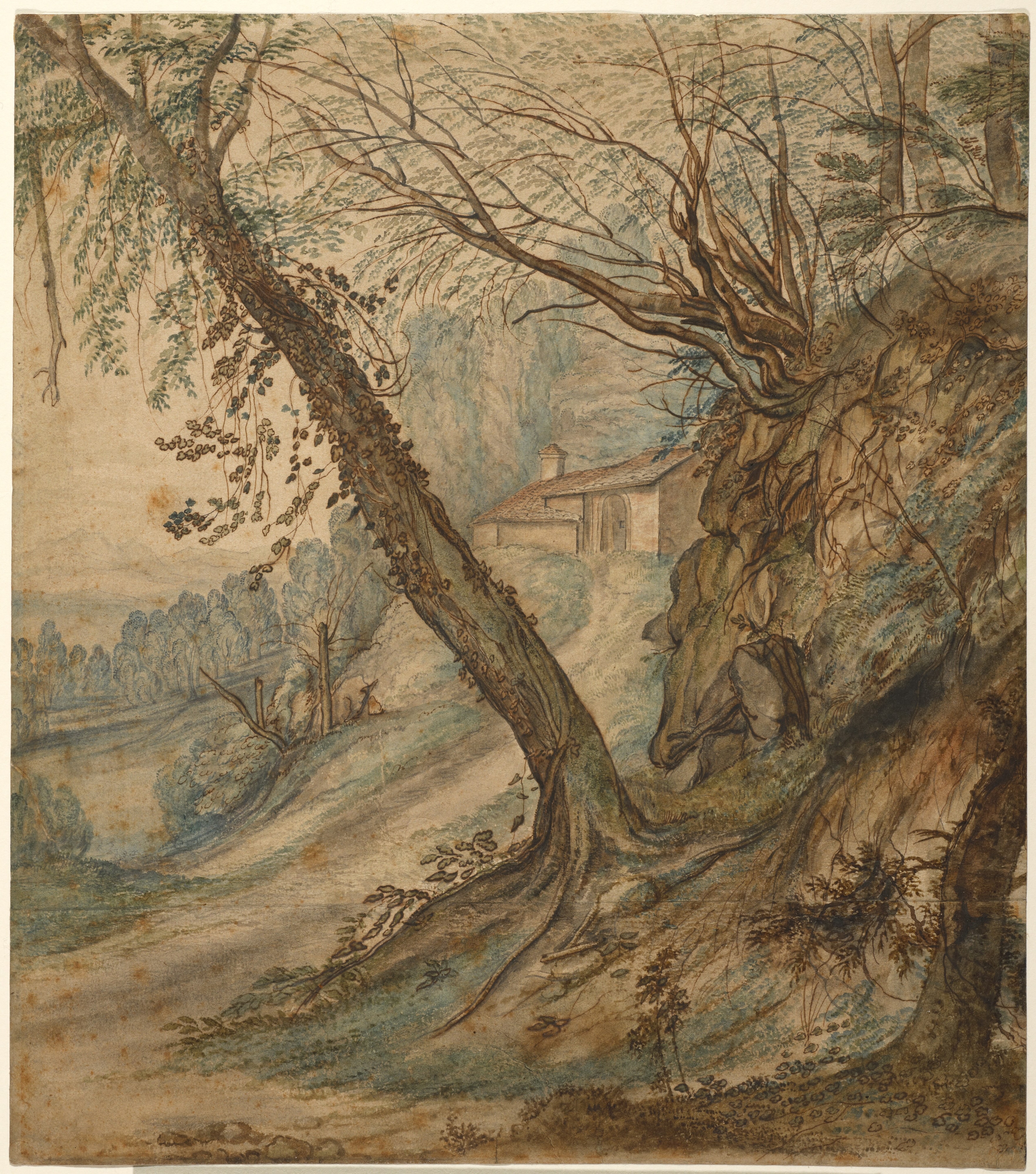 A Wooded Landscape with a Path to a House