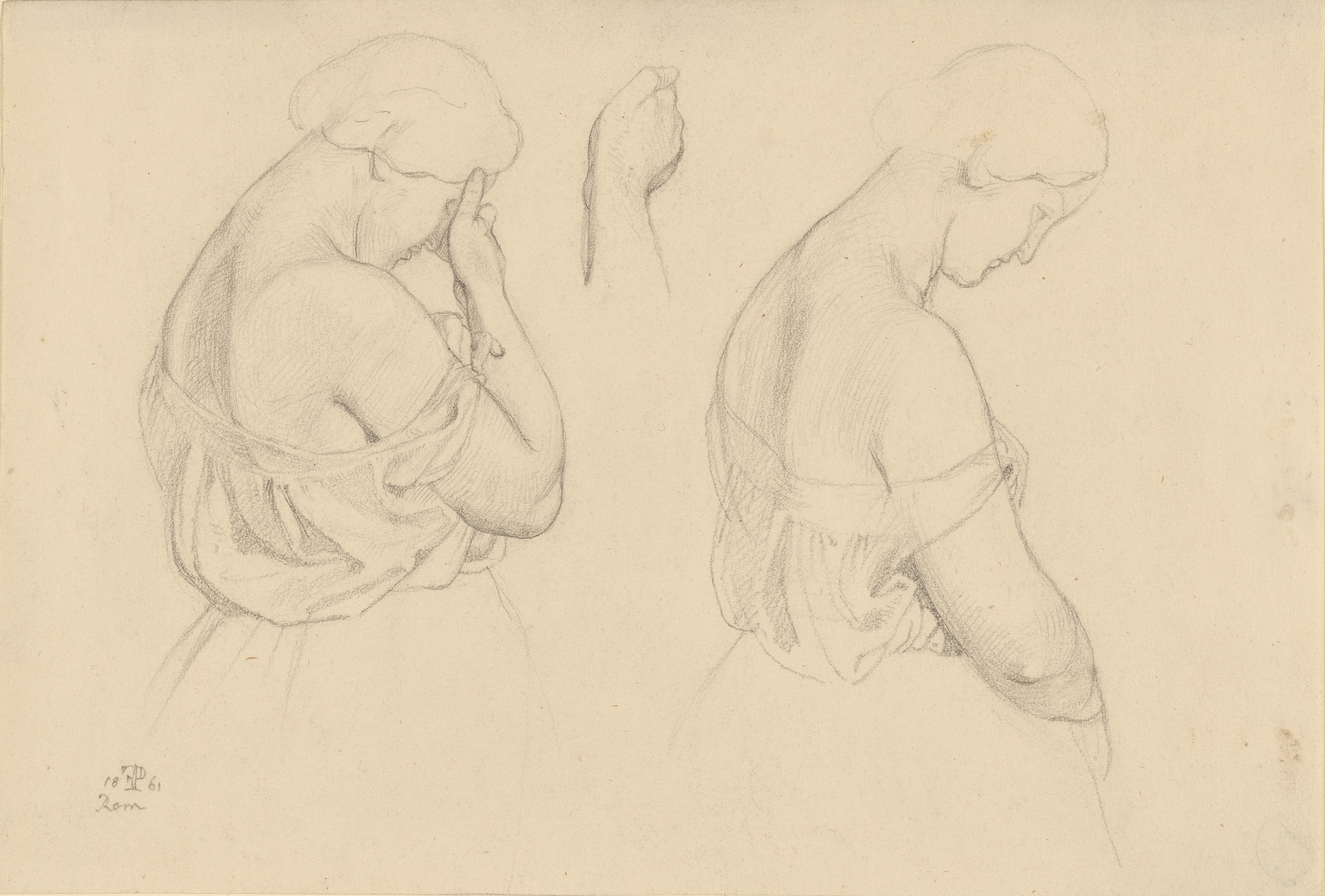 Two Female Figures in Half-length and a Study of a Hand