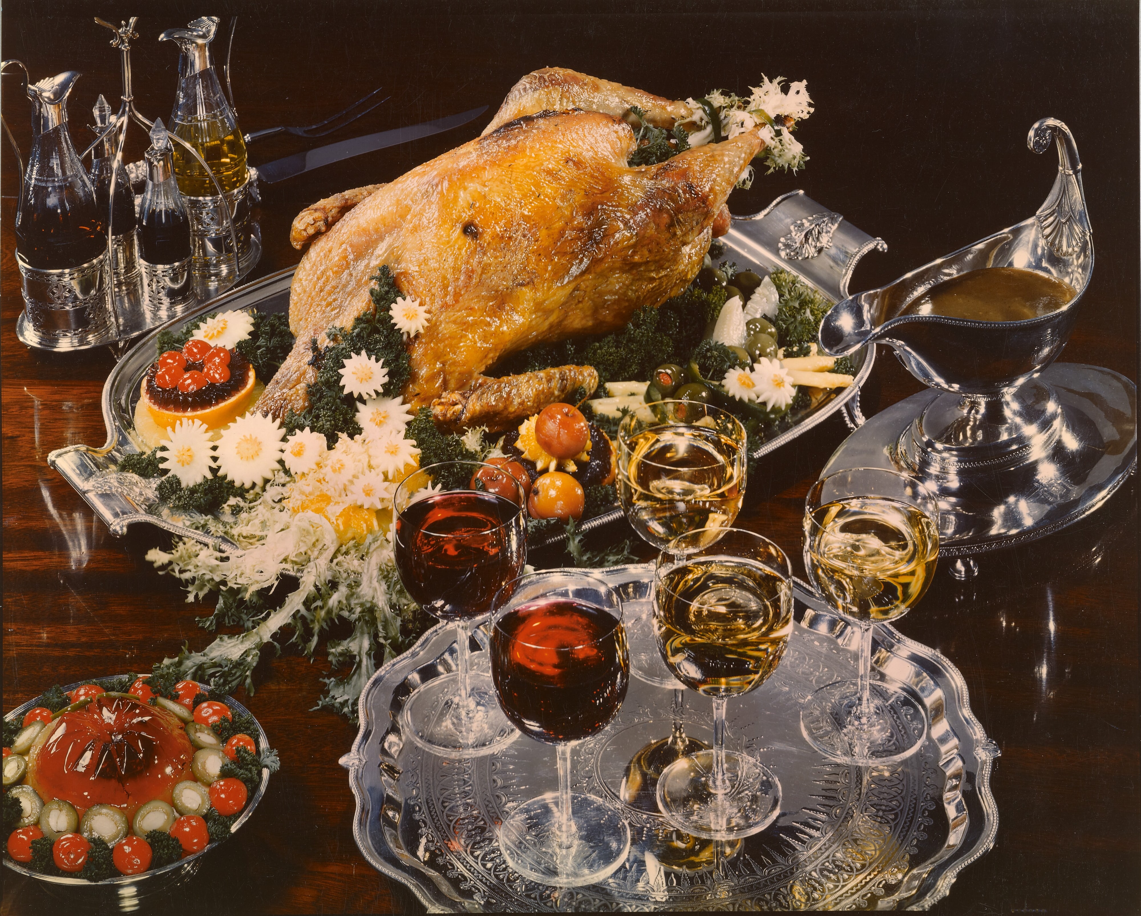 The Dinner Table (Turkey, Wine, and Silver)