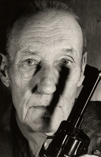 William S. Burroughs (with gun and eyes open), Lawrence, Kansas